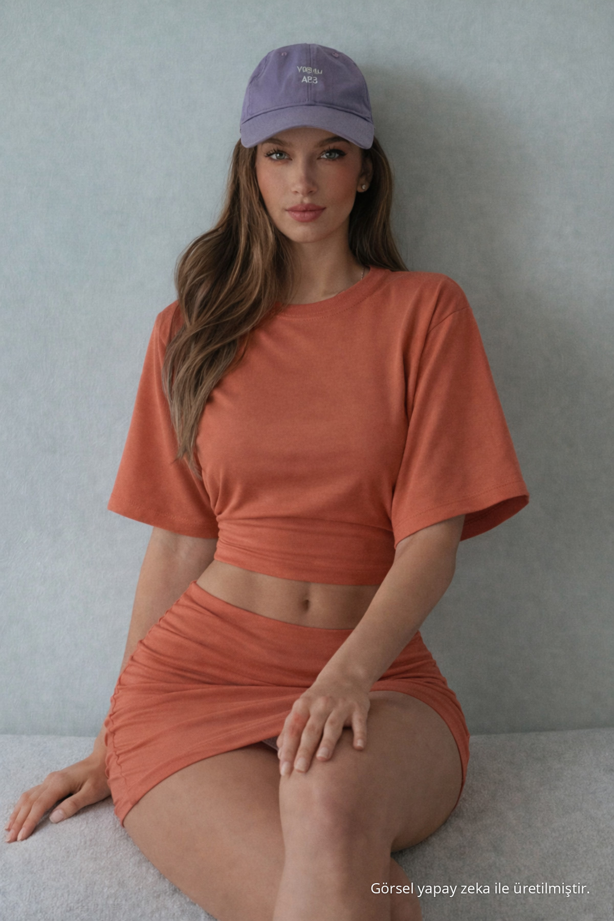 Kadın Yarasa Kollu Yazlık Pudra Crop Bluz 5