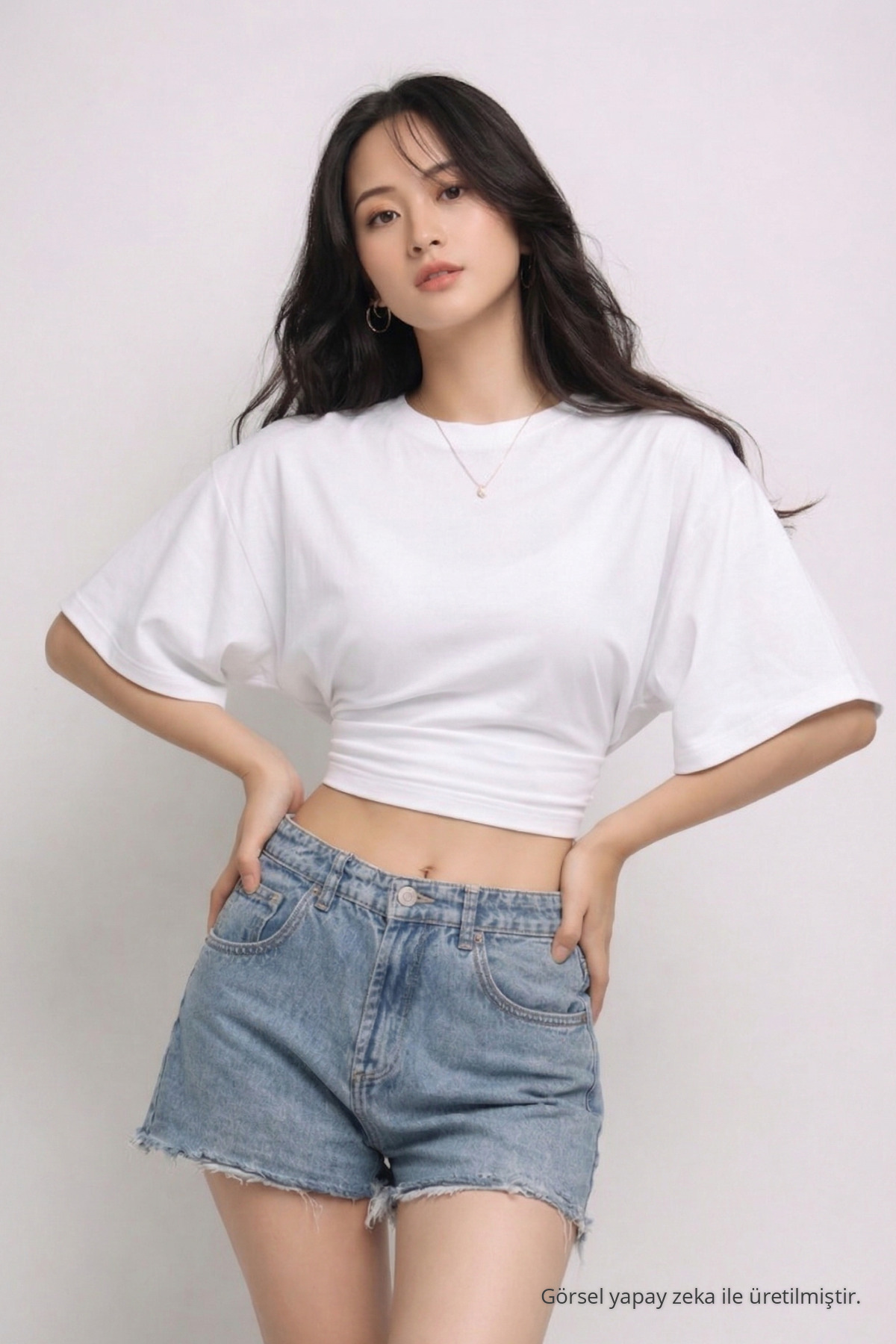 Kadın Yazlık Kısa Kollu Beyaz Crop Bluz 3
