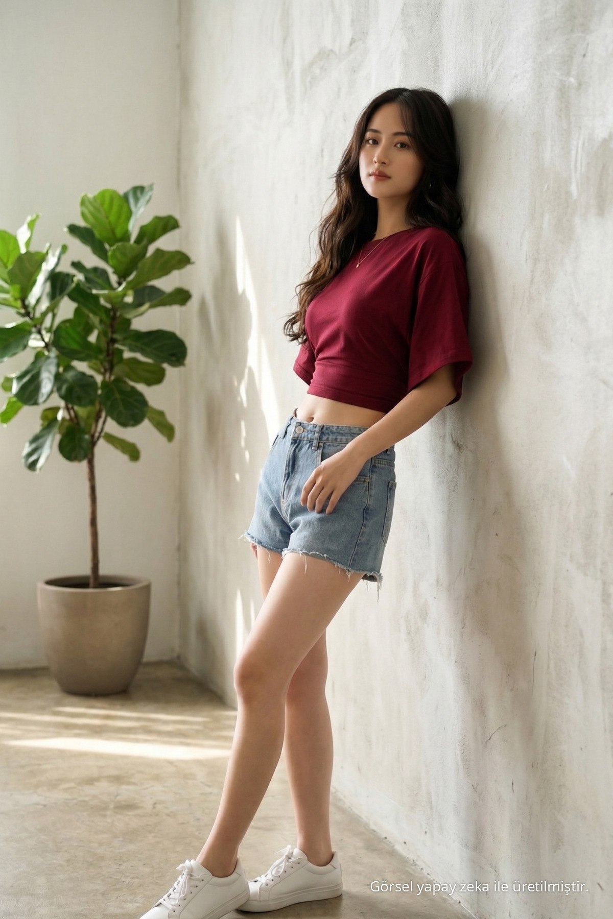 Kadın Yazlık Kısa Kollu Bordo Crop Bluz 4