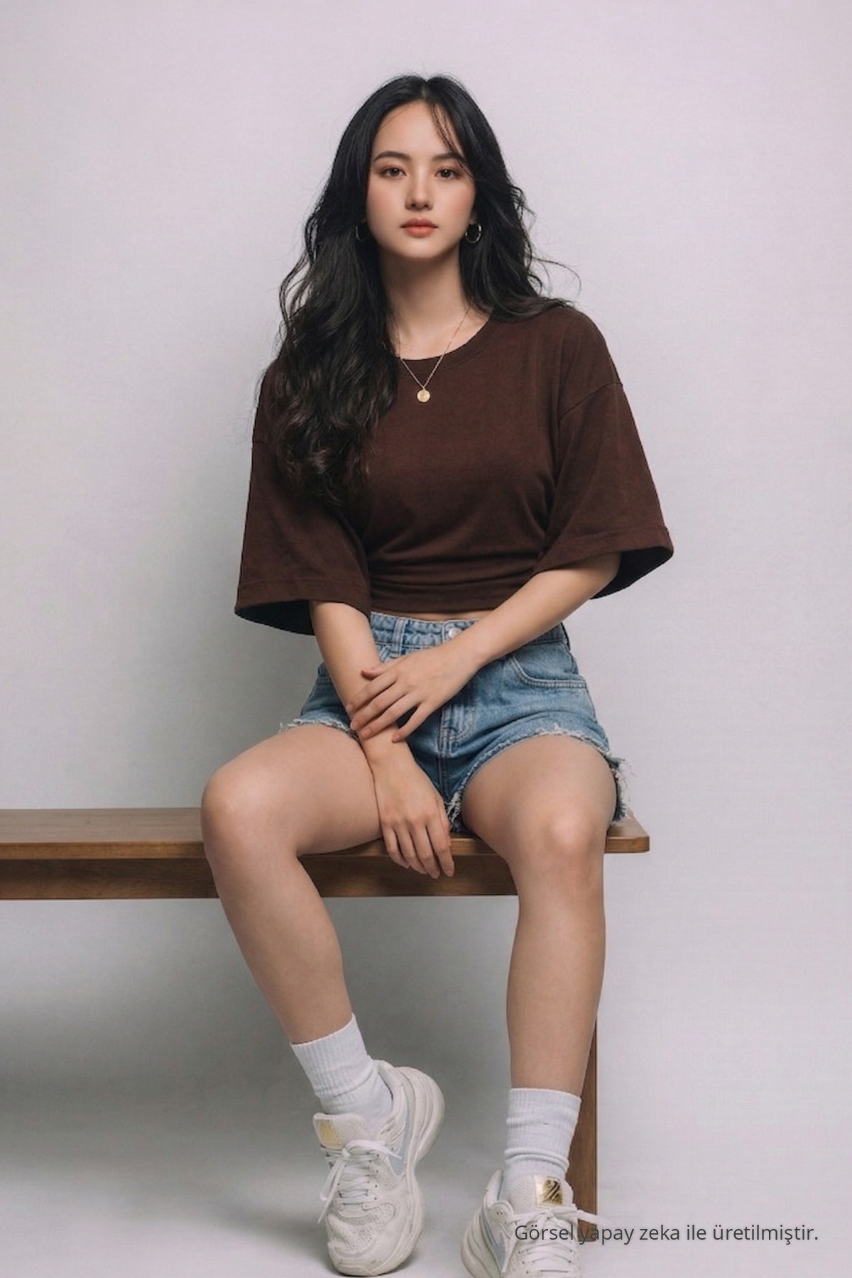 Kadın Yazlık Kısa Kollu Kahve Crop Bluz 3