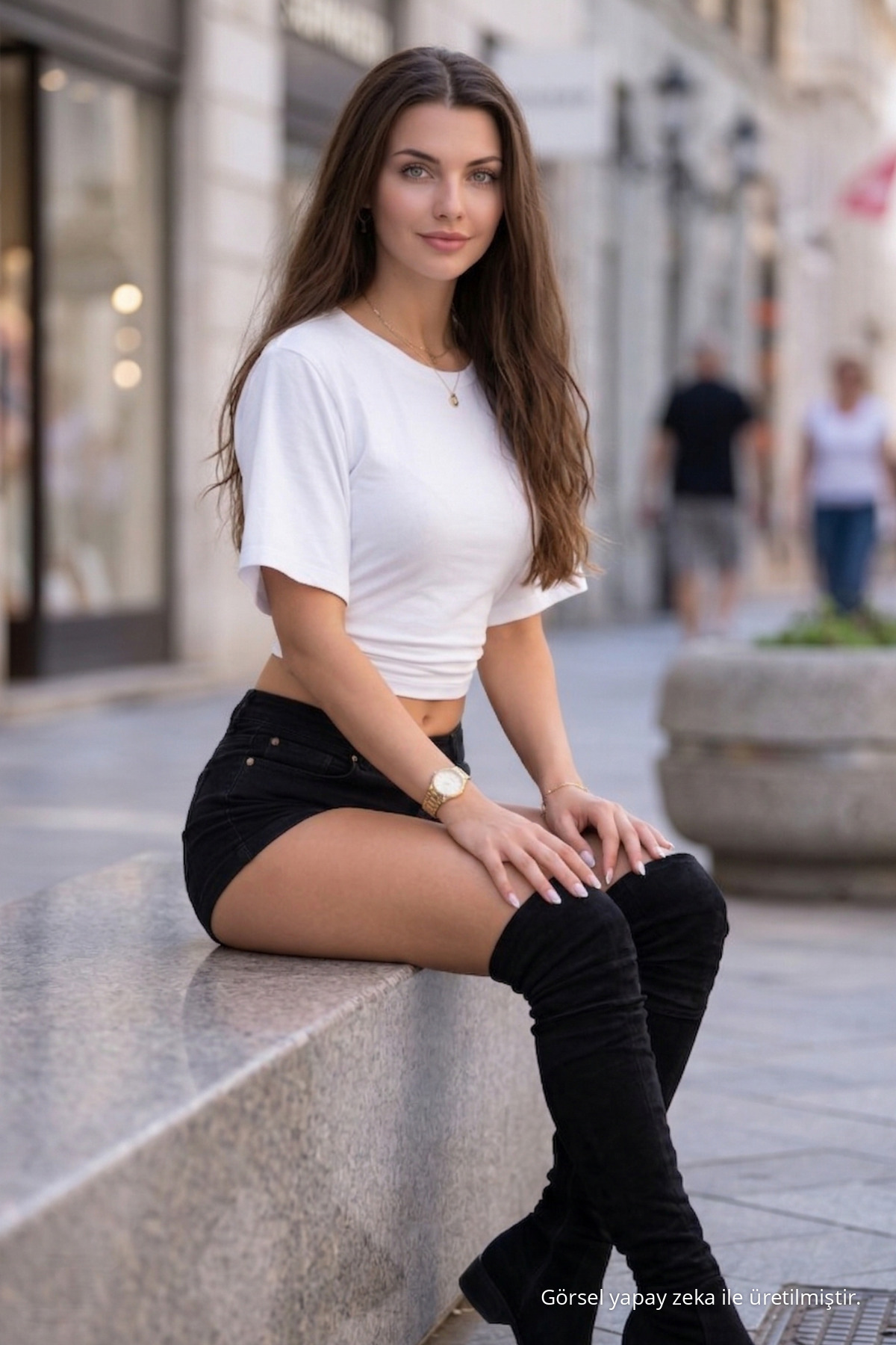 Kadın Bisiklet Yaka Dar Beyaz Crop Bluz 3