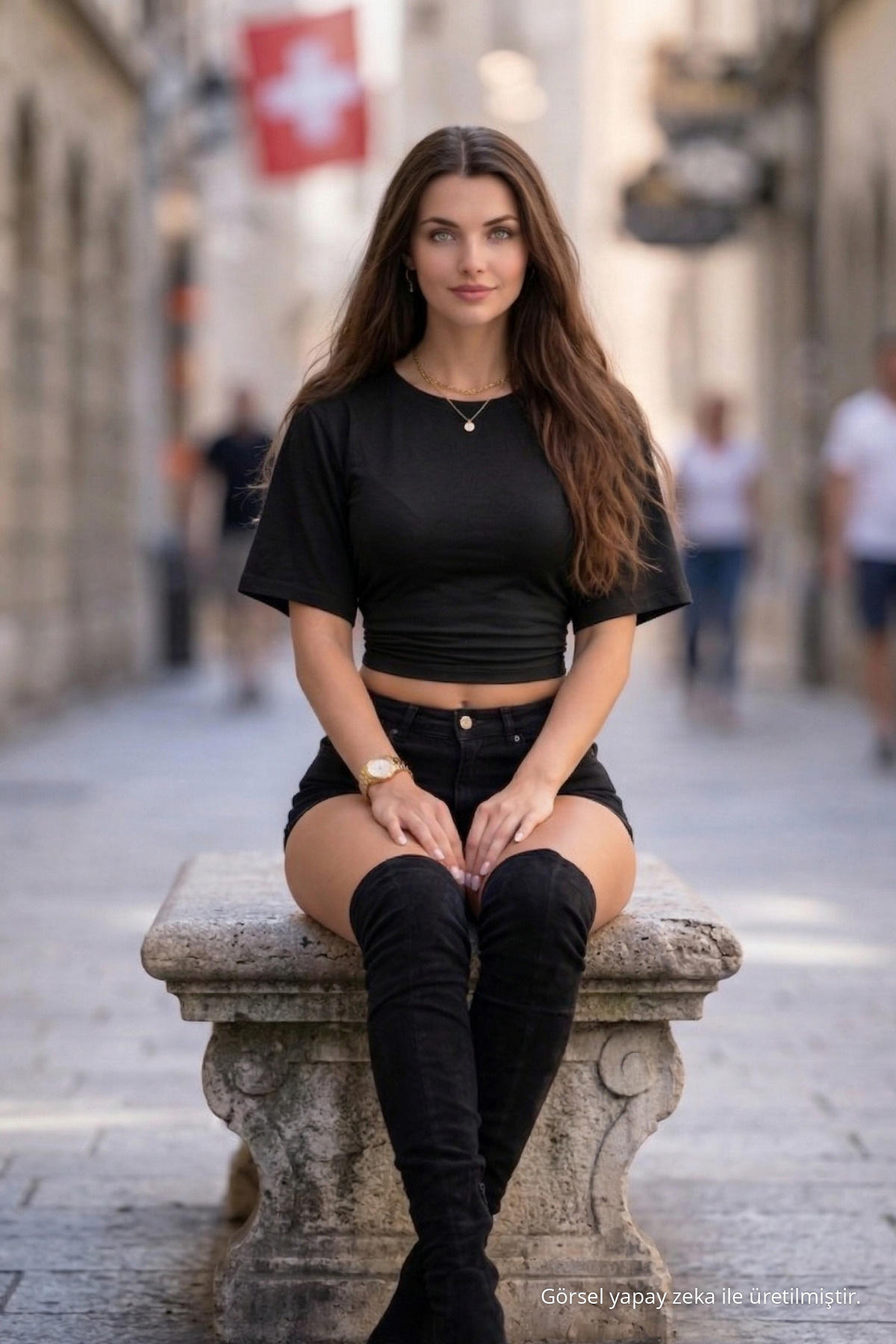 Kadın Bisiklet Yaka Dar Siyah Crop Bluz 4