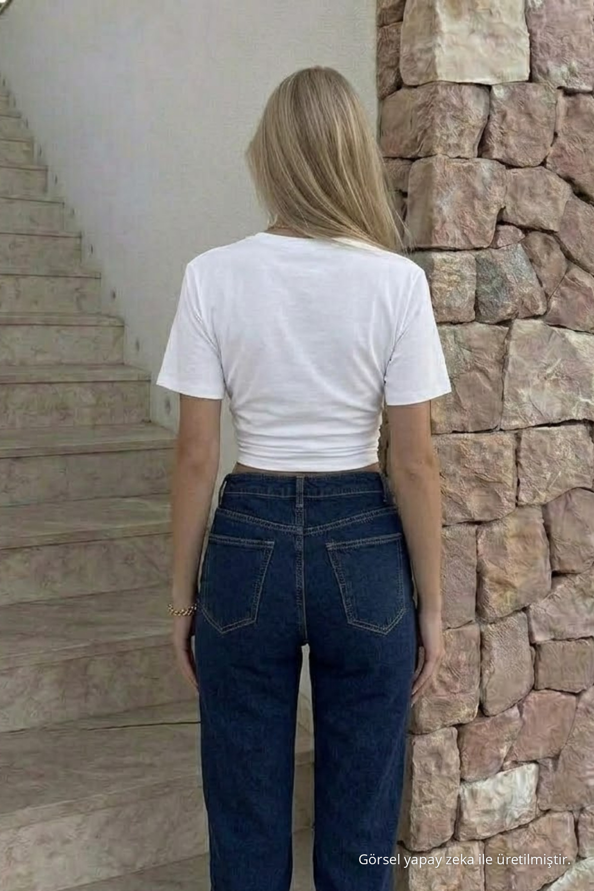 Kadın Vücuda Oturan Beyaz Crop Tişört 5