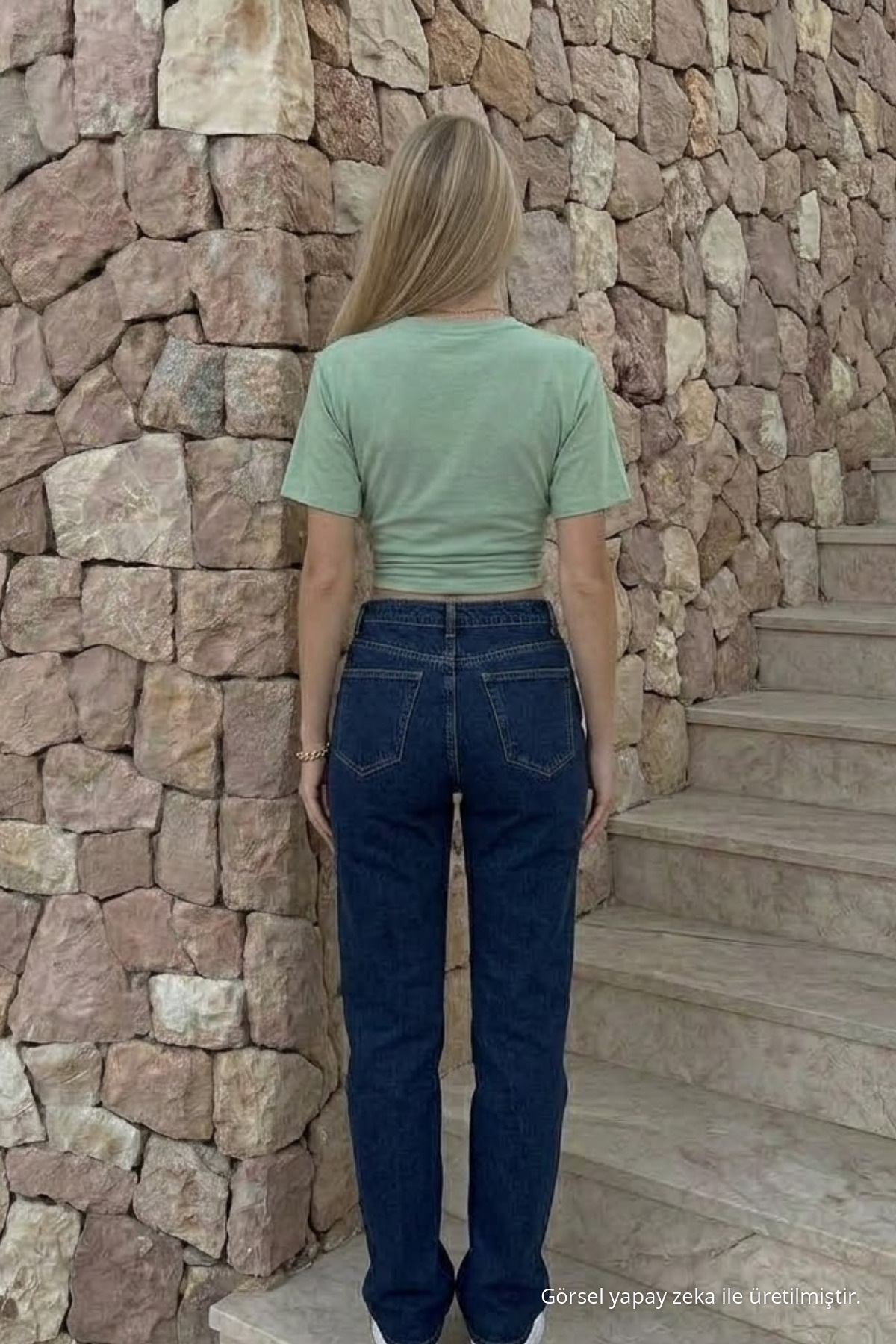Kadın Vücuda Oturan Çağla Crop Tişört 5