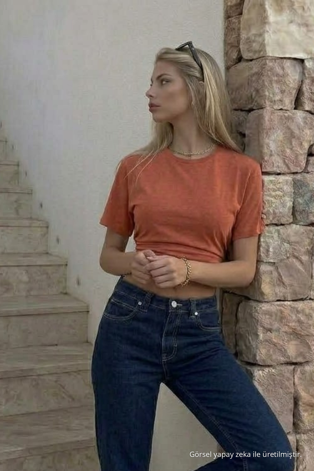 Kadın Vücuda Oturan Pudra Crop Tişört 4