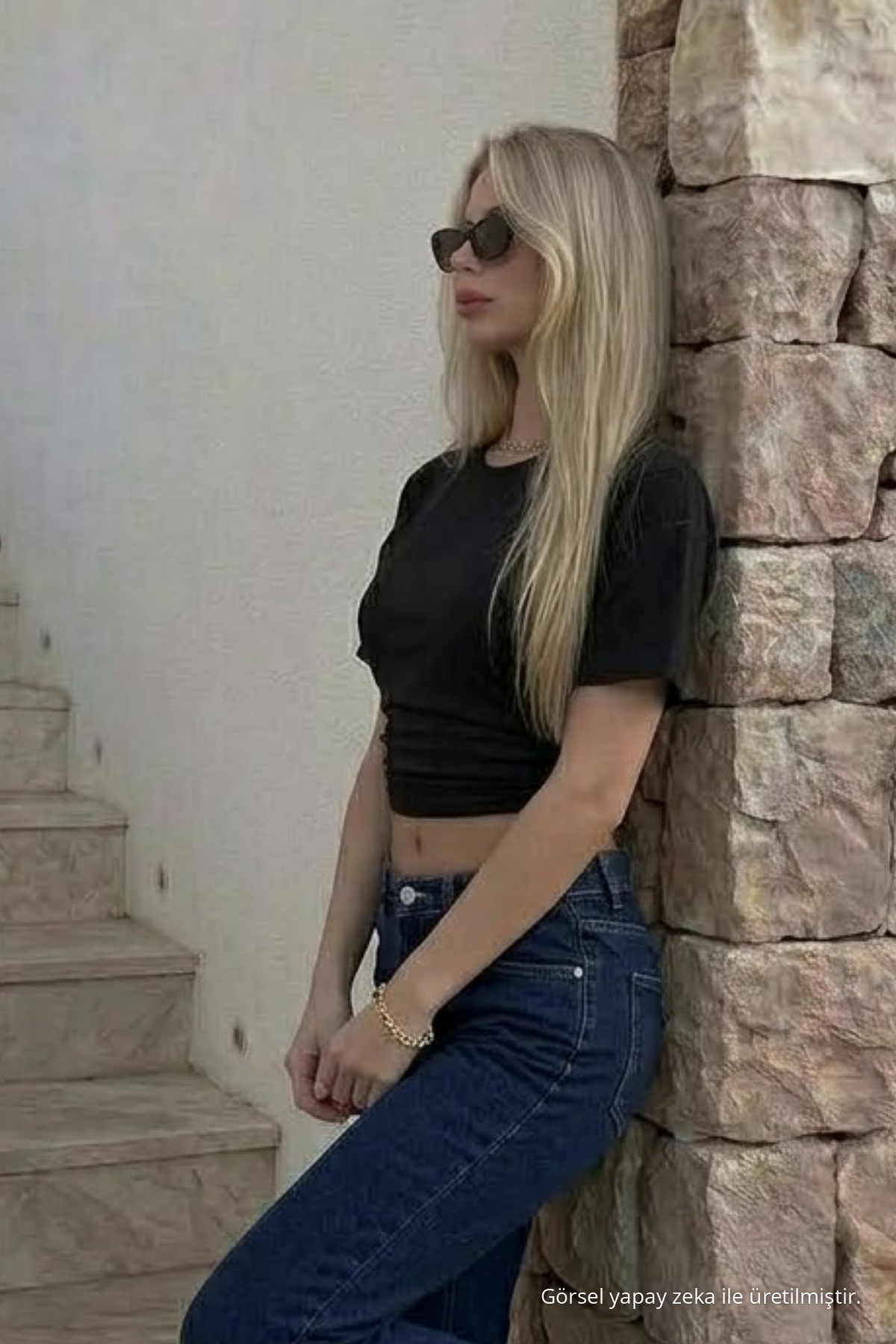 Kadın Vücuda Oturan Siyah Crop Tişört 4