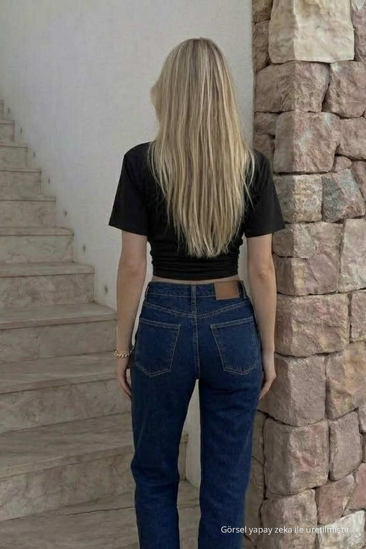 Kadın Vücuda Oturan Siyah Crop Tişört 5