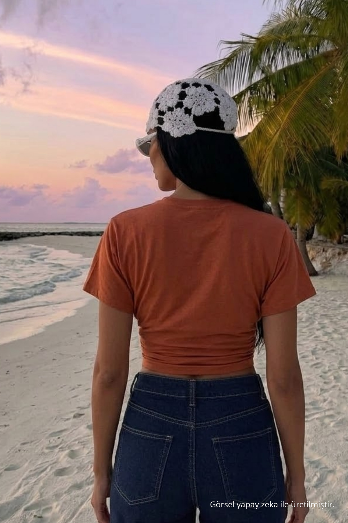 Kadın Yarasa Kollu Dar Pudra Crop Tişört 5