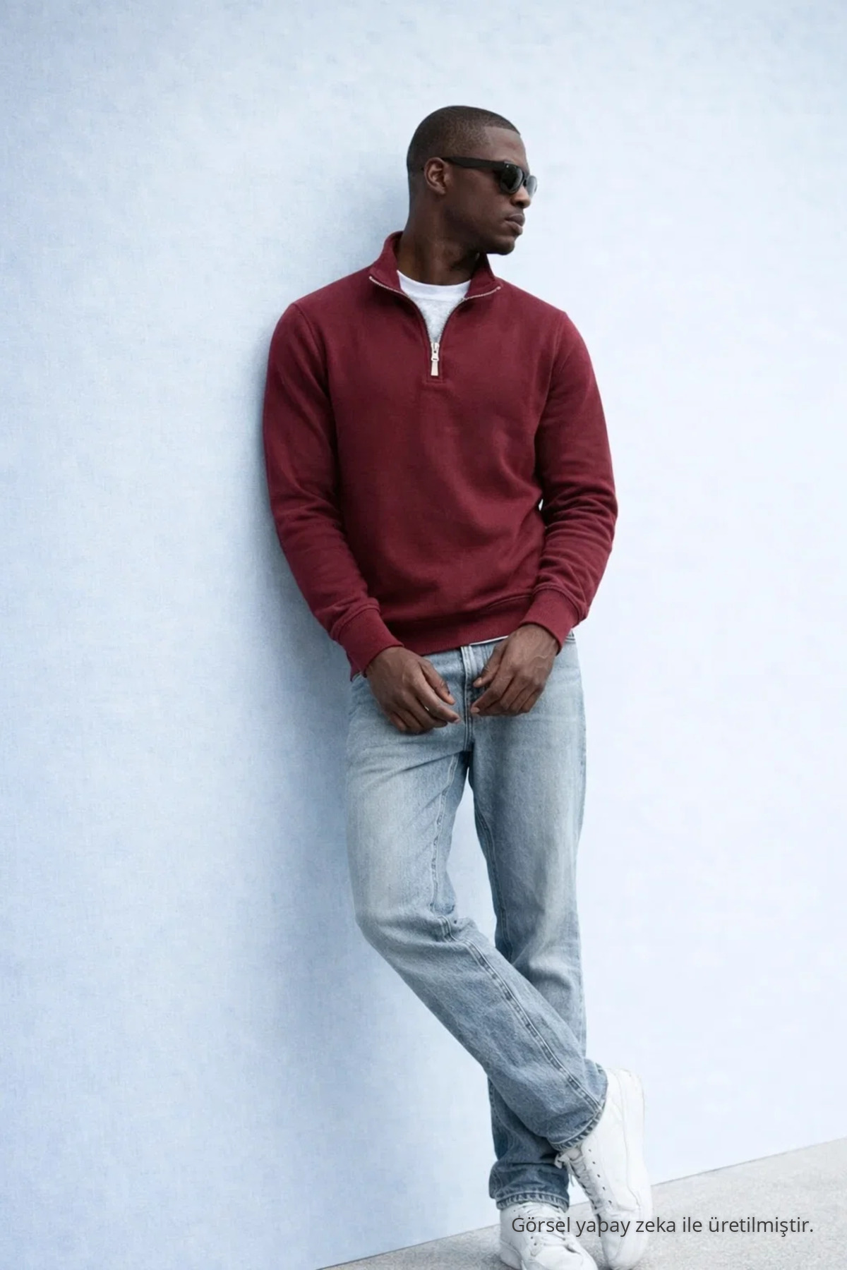 Erkek Kışlık Örme Yaka Bordo Sweatshirt 4