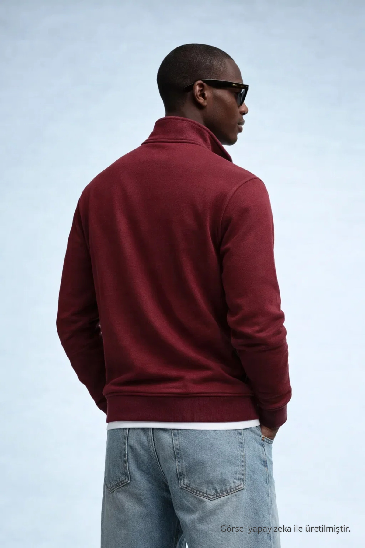Erkek Kışlık Örme Yaka Bordo Sweatshirt 6