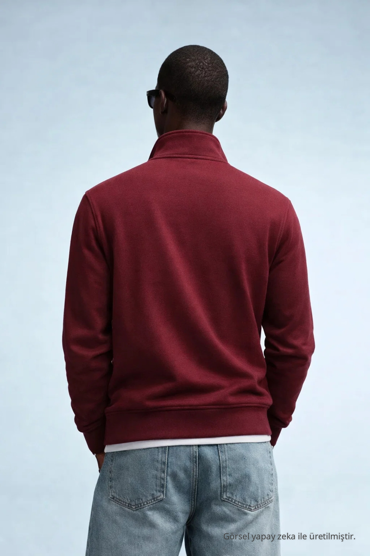 Erkek Kışlık Örme Yaka Bordo Sweatshirt 5