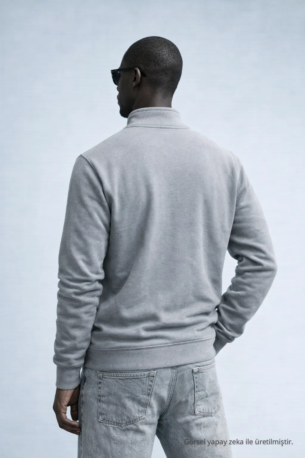 Erkek Kışlık Örme Yaka GRİ Sweatshirt 6