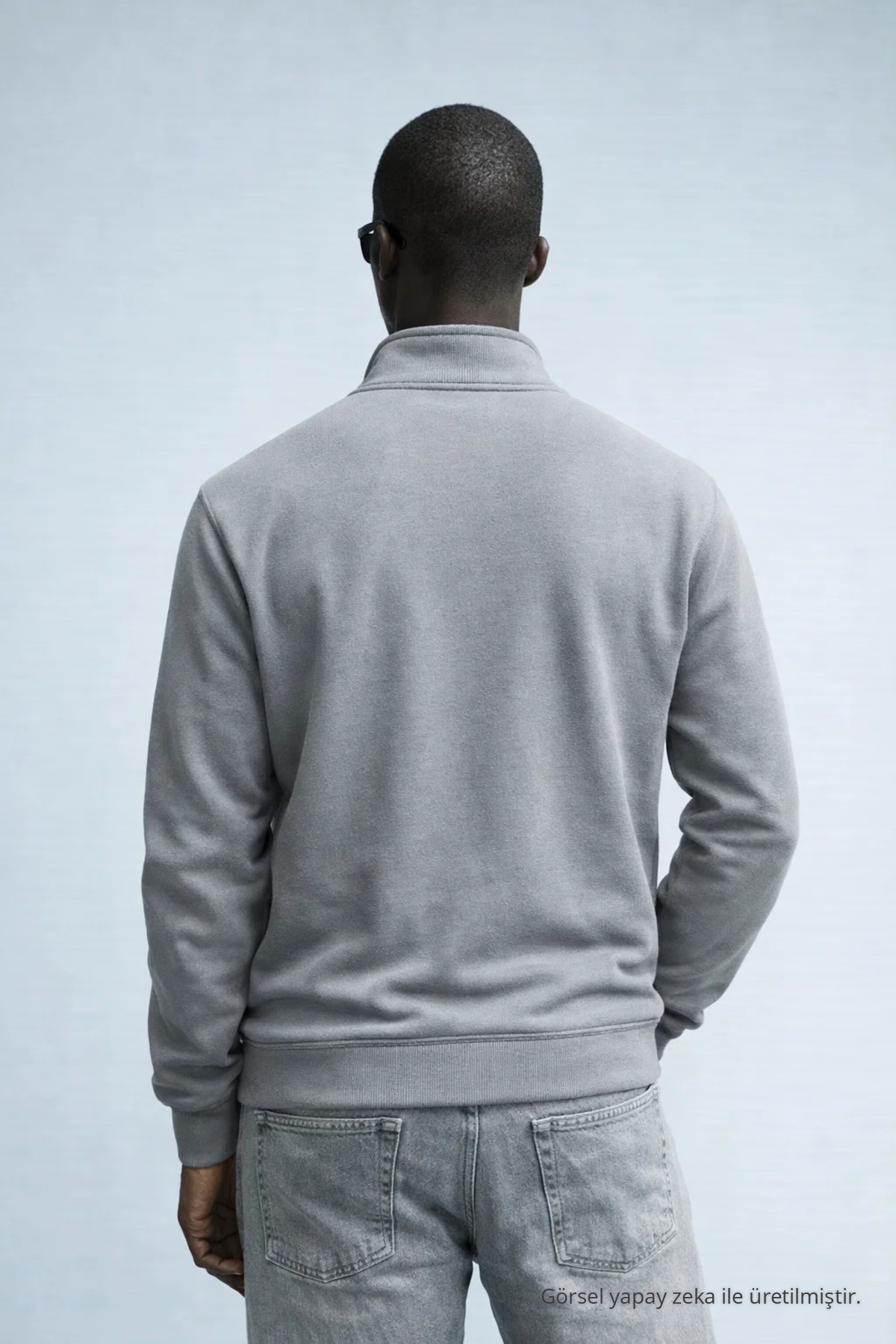 Erkek Kışlık Örme Yaka GRİ Sweatshirt 5