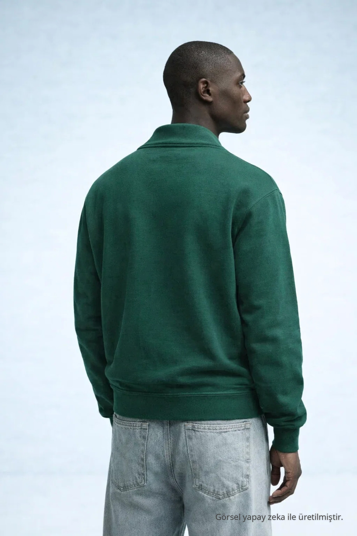 Erkek Kışlık Örme Yaka HAKİ Sweatshirt 6