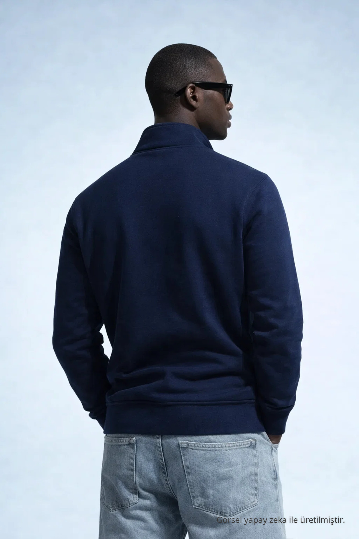 Erkek Kışlık Örme Yaka LACİVERT Sweatshirt 6