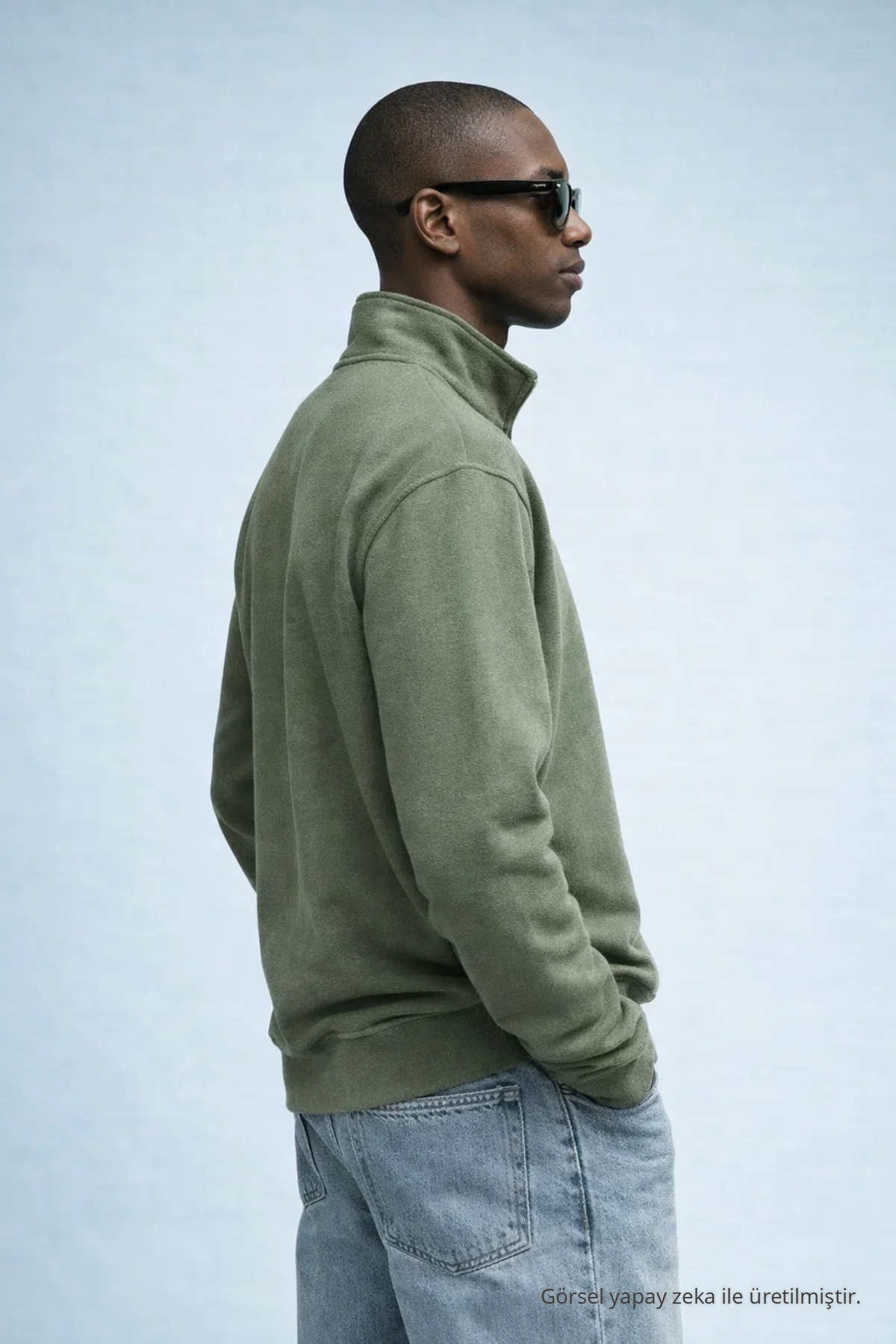 Erkek Kışlık Örme Yaka YEŞİL Sweatshirt 6