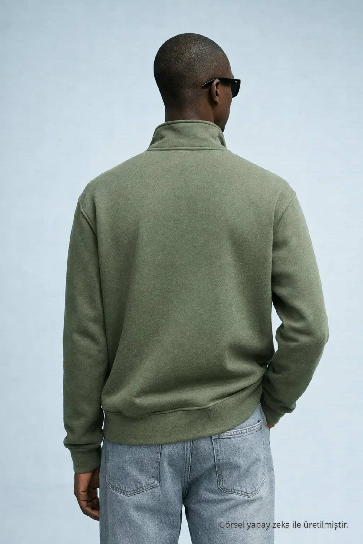 Erkek Kışlık Örme Yaka YEŞİL Sweatshirt 5