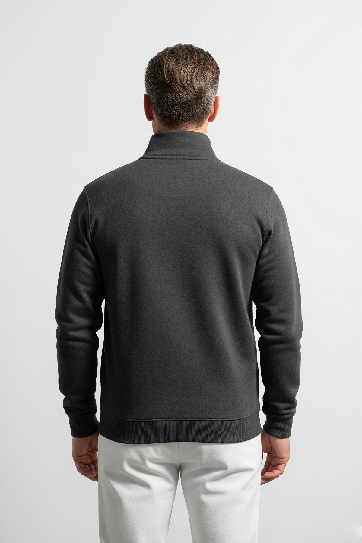Erkek Yarım Fermuarlı Salaş Füme Sweatshirt 5