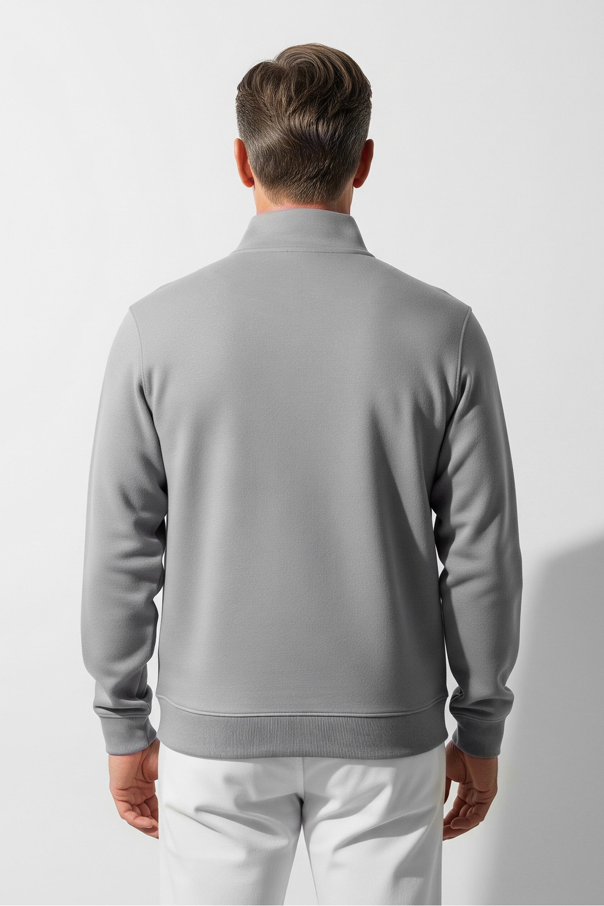 Erkek Yarım Fermuarlı Salaş GRİ Sweatshirt 6
