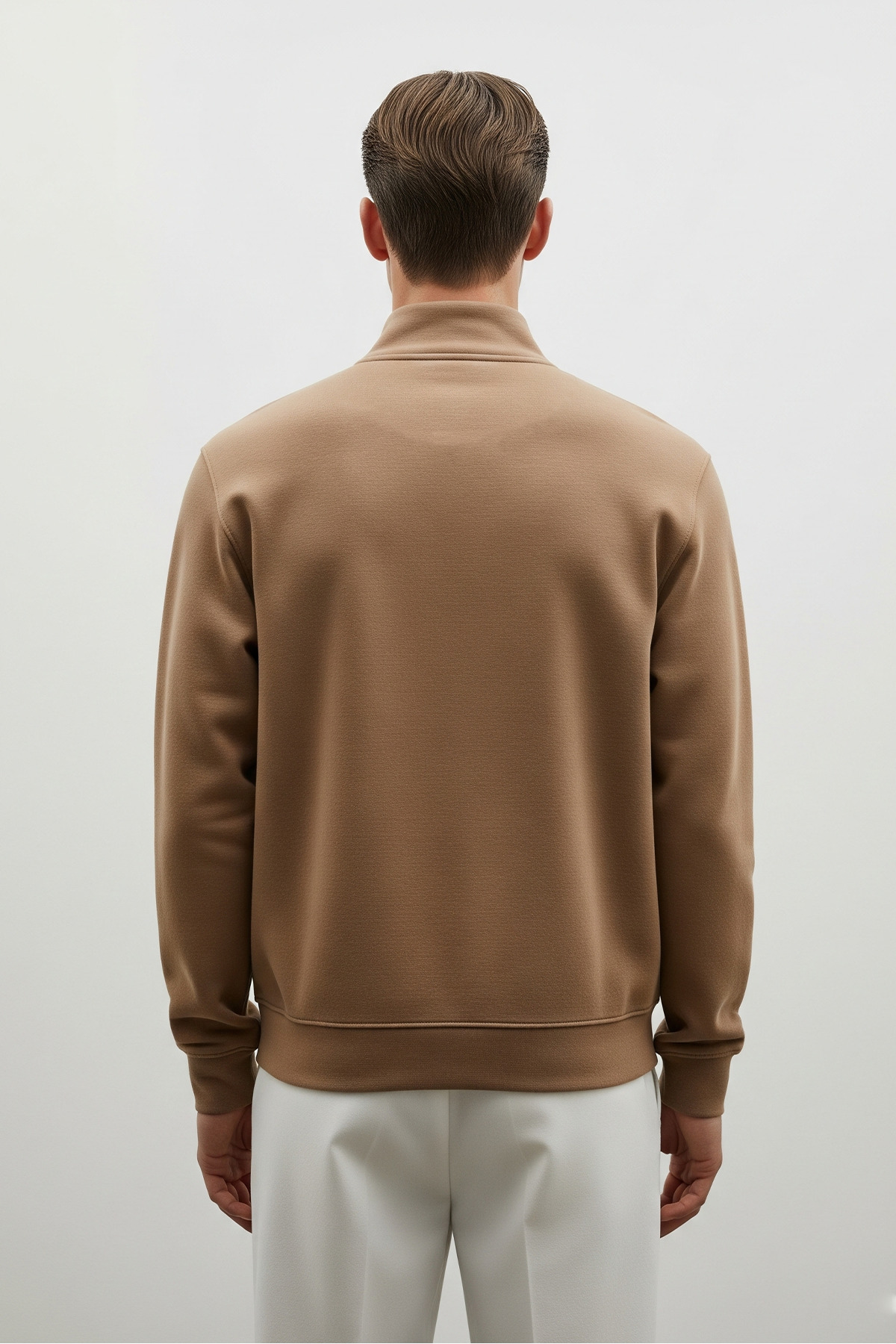 Erkek Yarım Fermuarlı Salaş KAHVE Sweatshirt 3