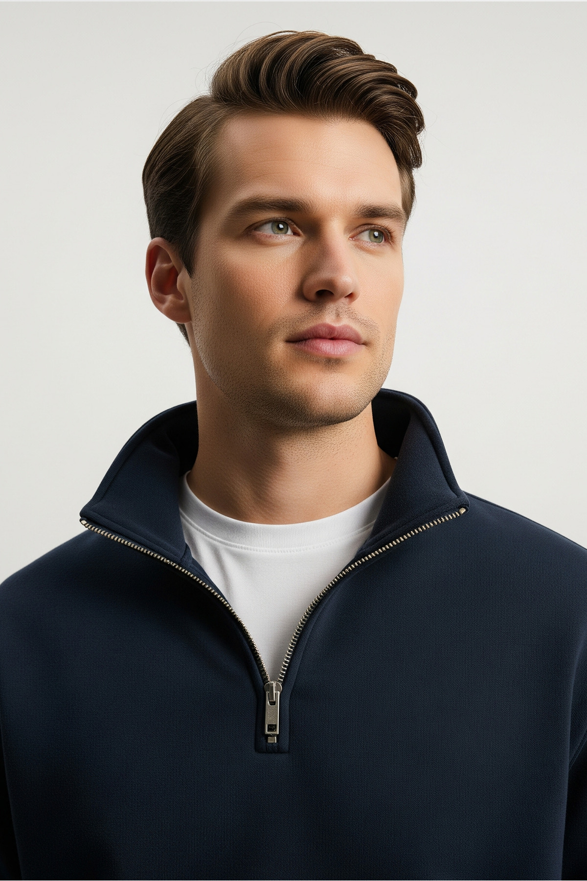 Erkek Yarım Fermuarlı Salaş Laci Sweatshirt LACİVERT 5