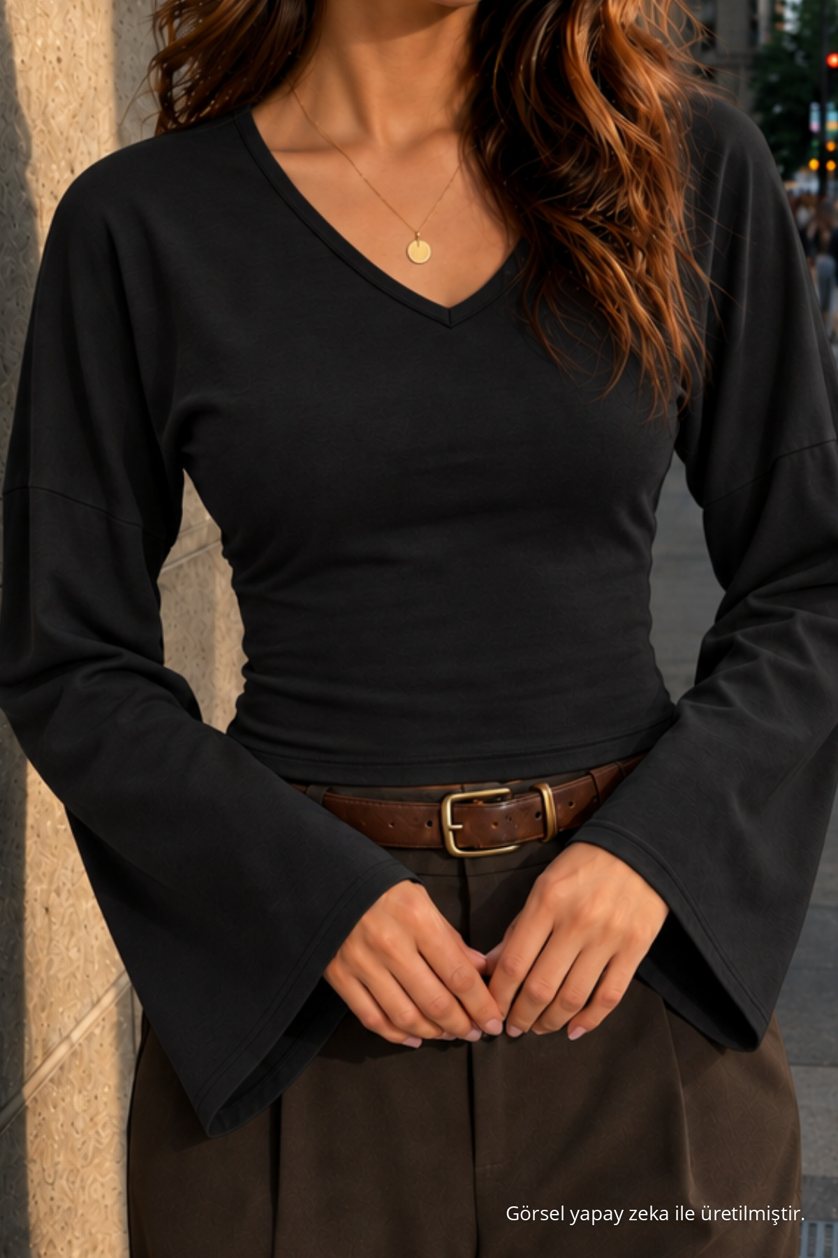 Kadın Örme Pamuklu Slim Kesim Siyah Bluz 5