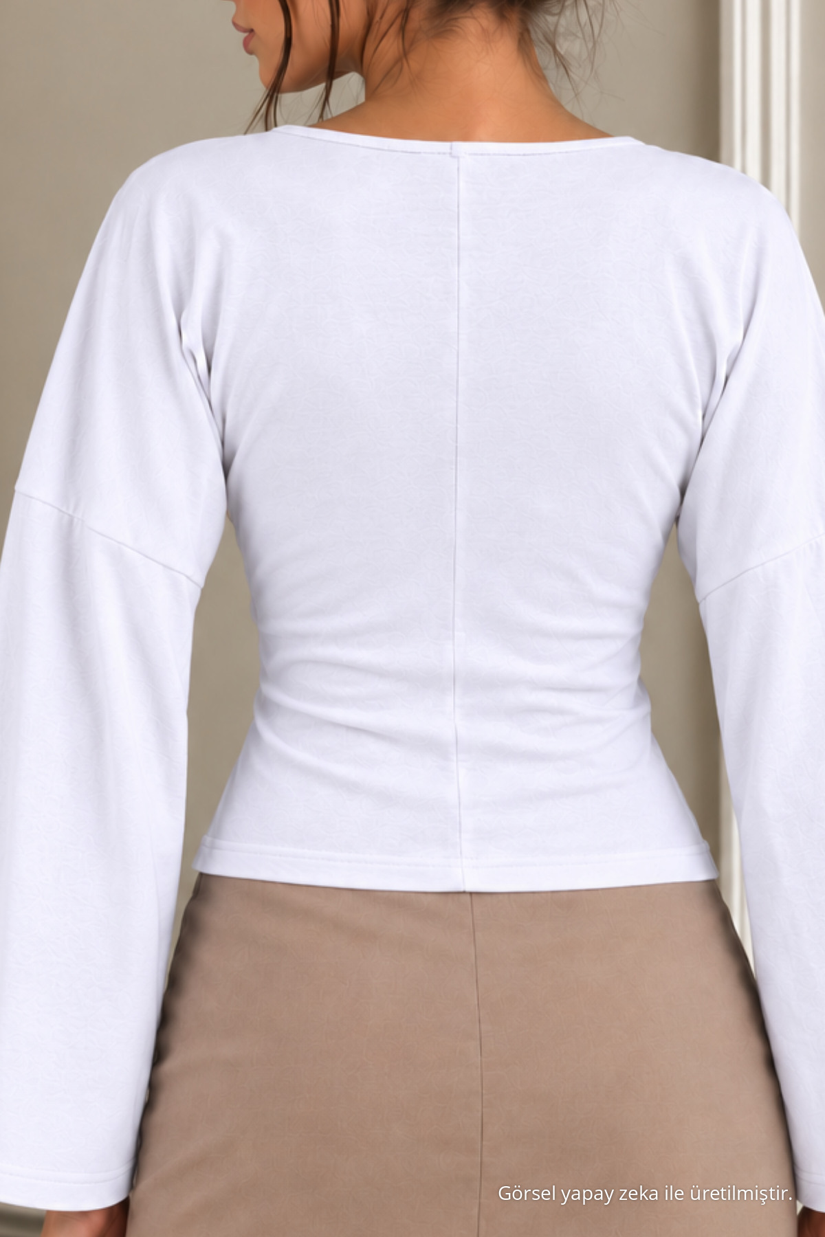 Kadın Günlük Bodycone Beyaz Örme Bluz 6