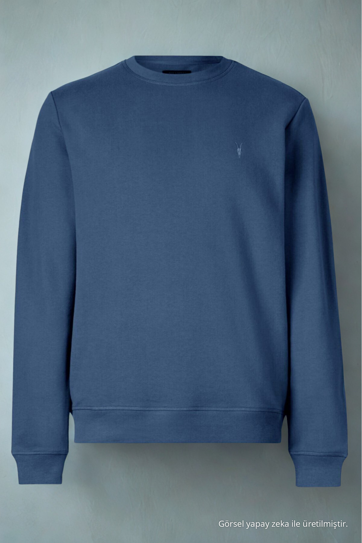 Erkek Basic Bisiklet Yaka İndigo Sweatshirt 5