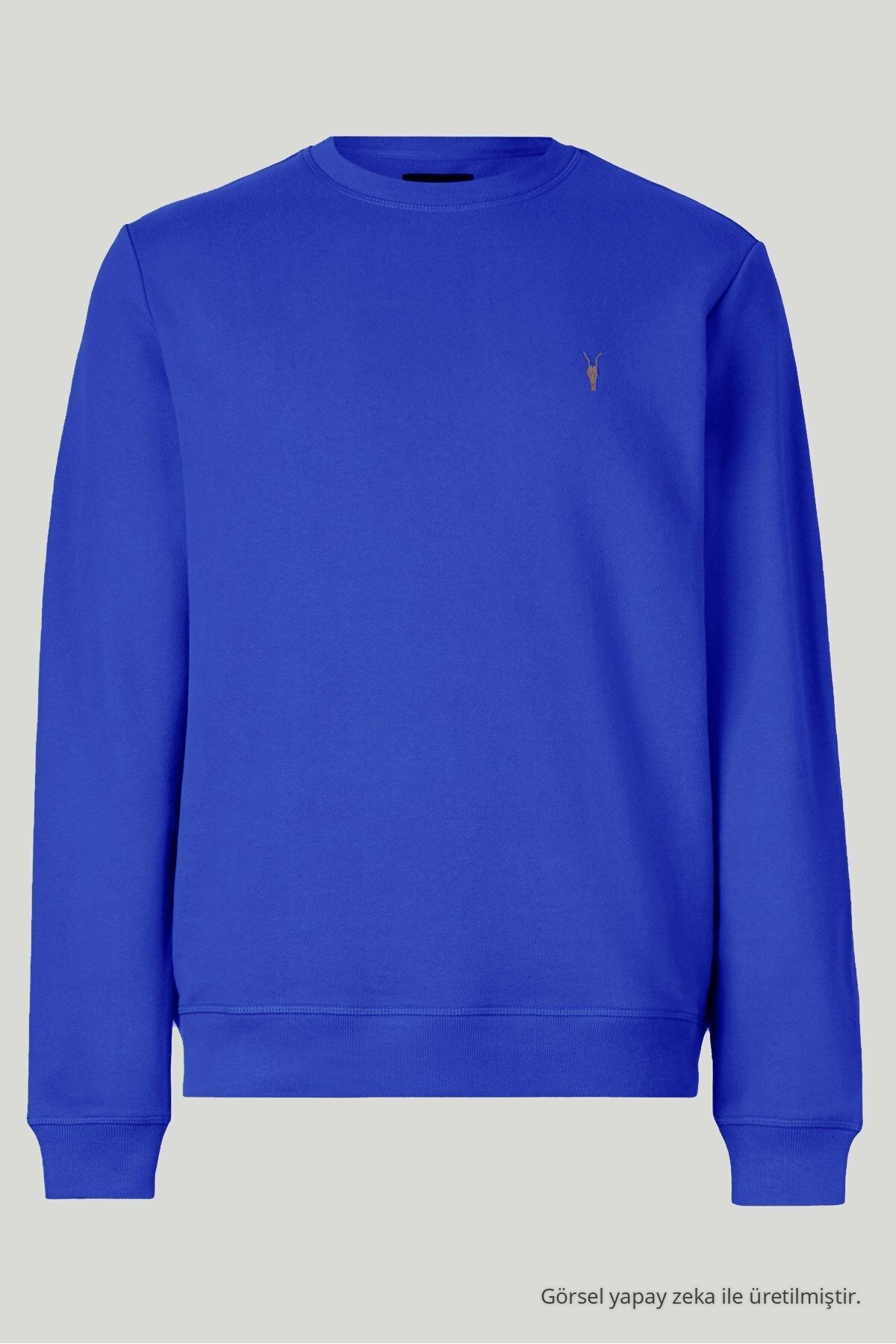 Erkek Basic Bisiklet Yaka MAVİ Sweatshirt 6