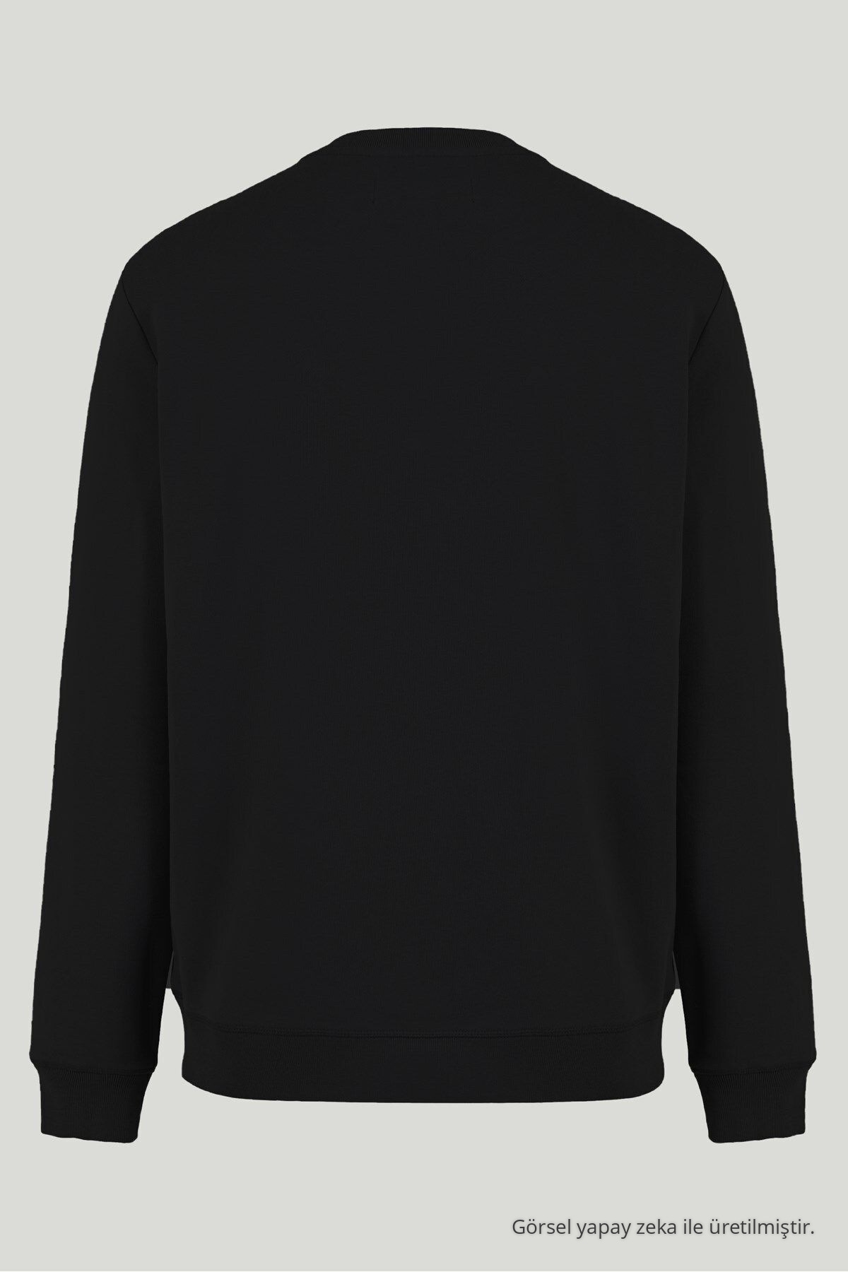 Erkek Basic Bisiklet Yaka Siyah Sweatshirt 6