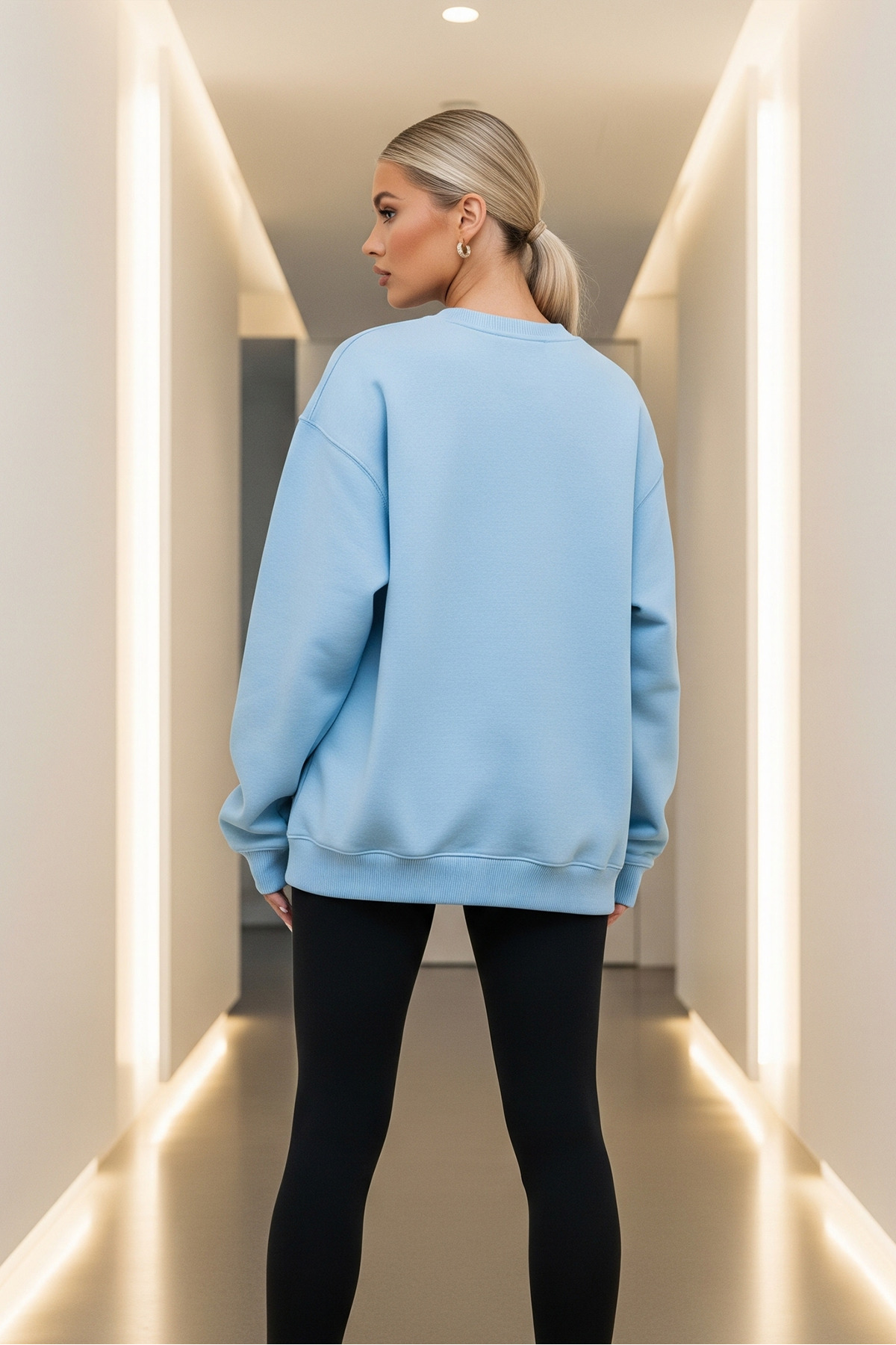 Kadın Oversize Kışlık Salaş BMavi Sweatshirt BEBE 3