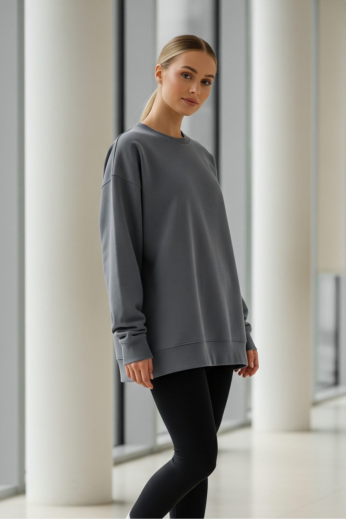Kadın Oversize Kışlık Salaş Füme Sweatshirt 5