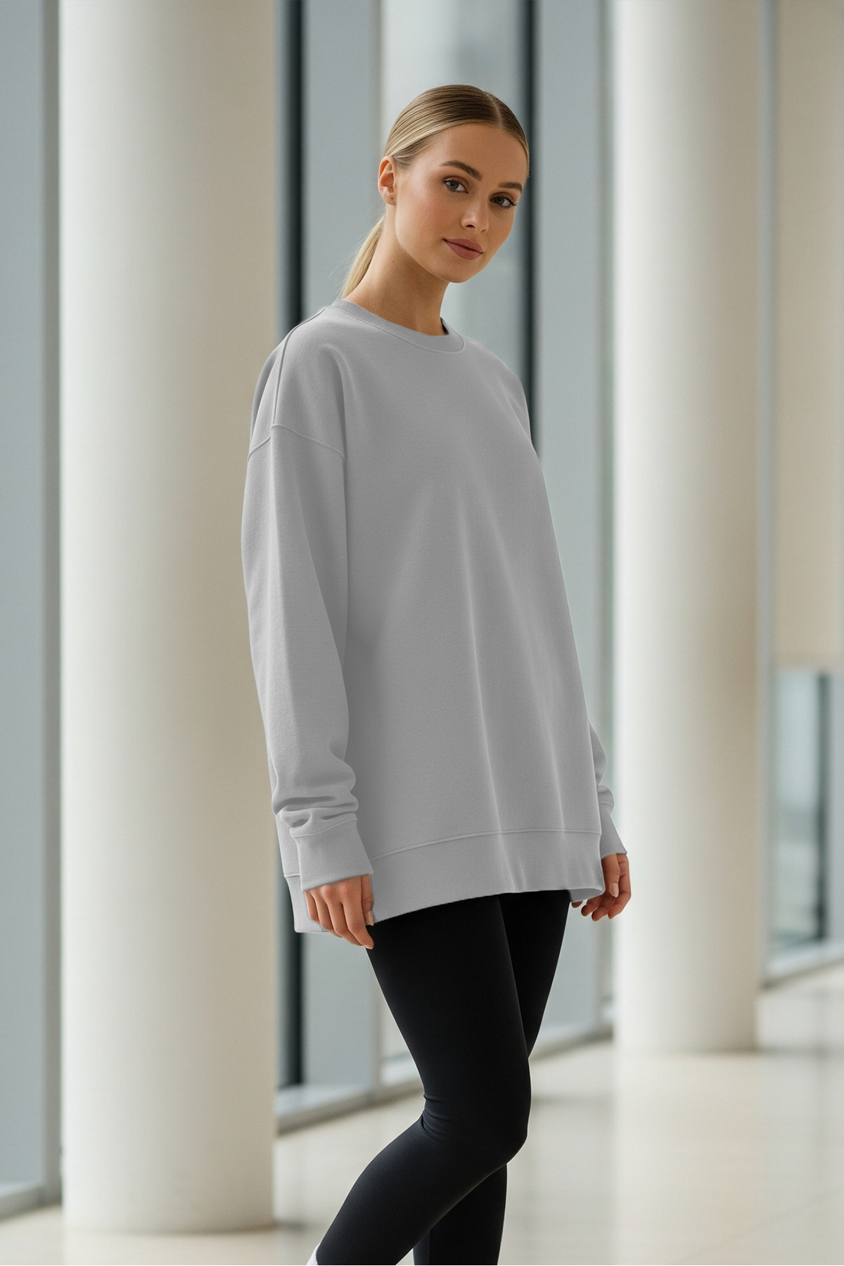 Kadın Oversize Kışlık Salaş GRİ Sweatshirt 4