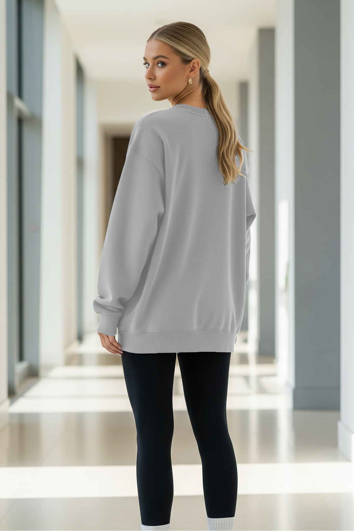 Kadın Oversize Kışlık Salaş GRİ Sweatshirt 6