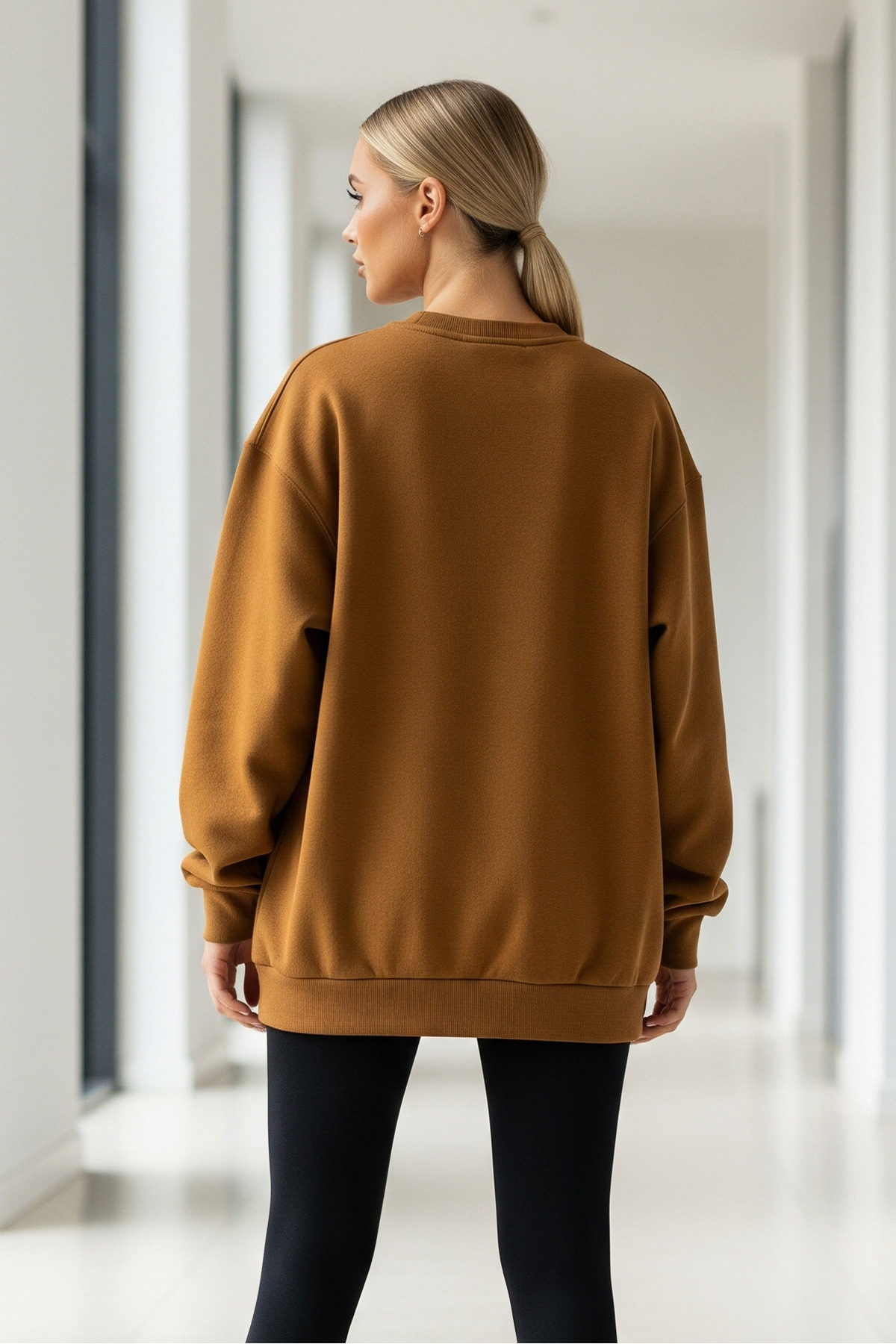 Kadın Oversize Kışlık Salaş Hardal Sweatshirt 4