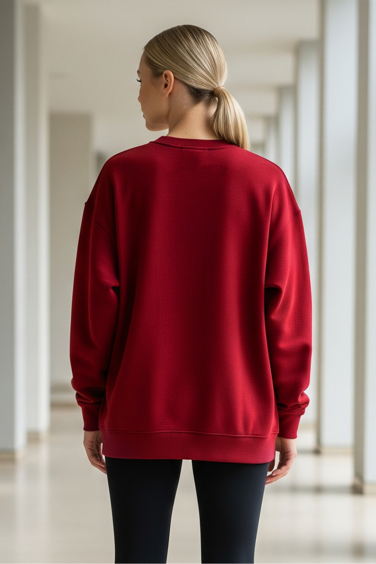 Kadın Oversize Kışlık Salaş KIRMIZI Sweat 6