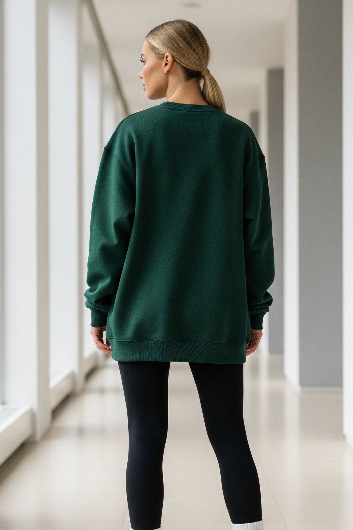 Kadın Oversize Kışlık Salaş KHaki Sweatshirt KOYU 5