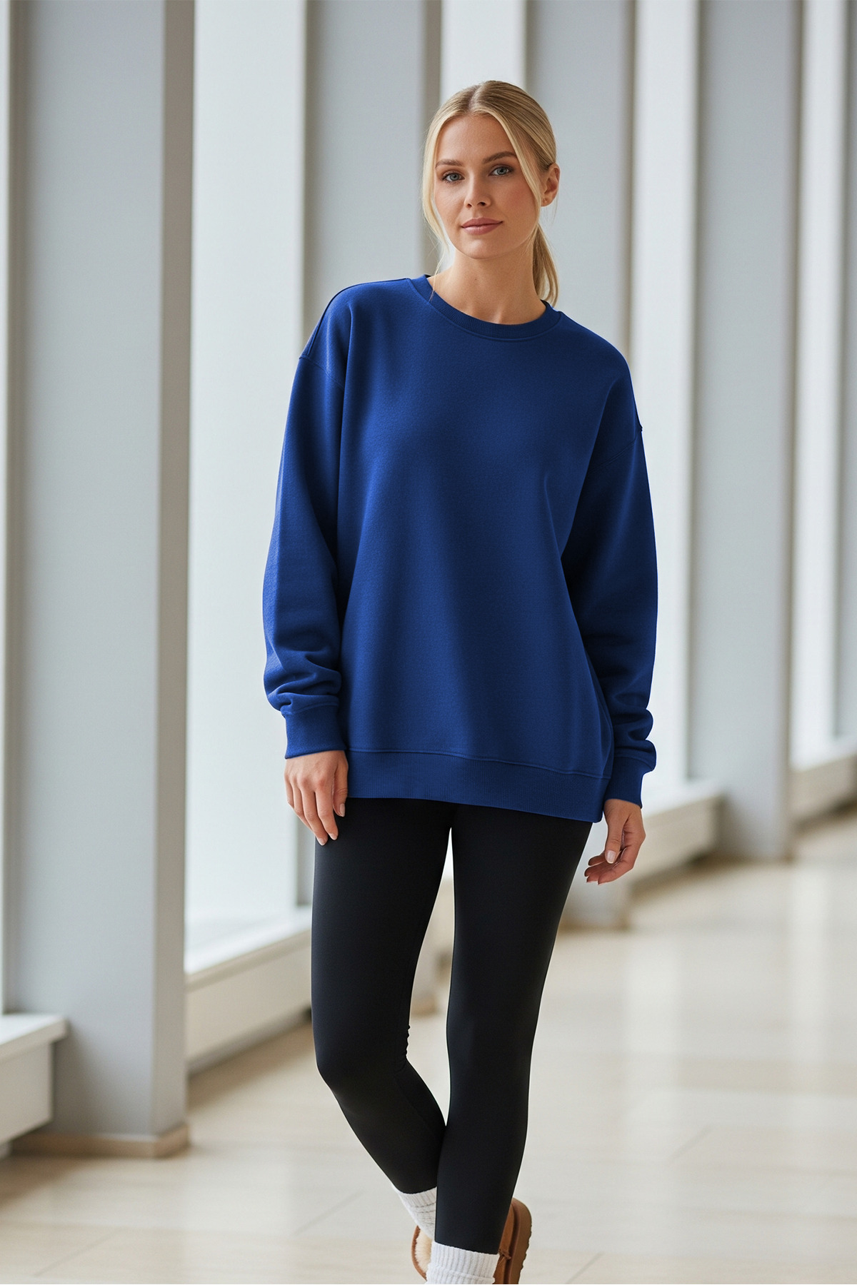 Kadın Oversize Kışlık Salaş Mavi Sweatshirt 6