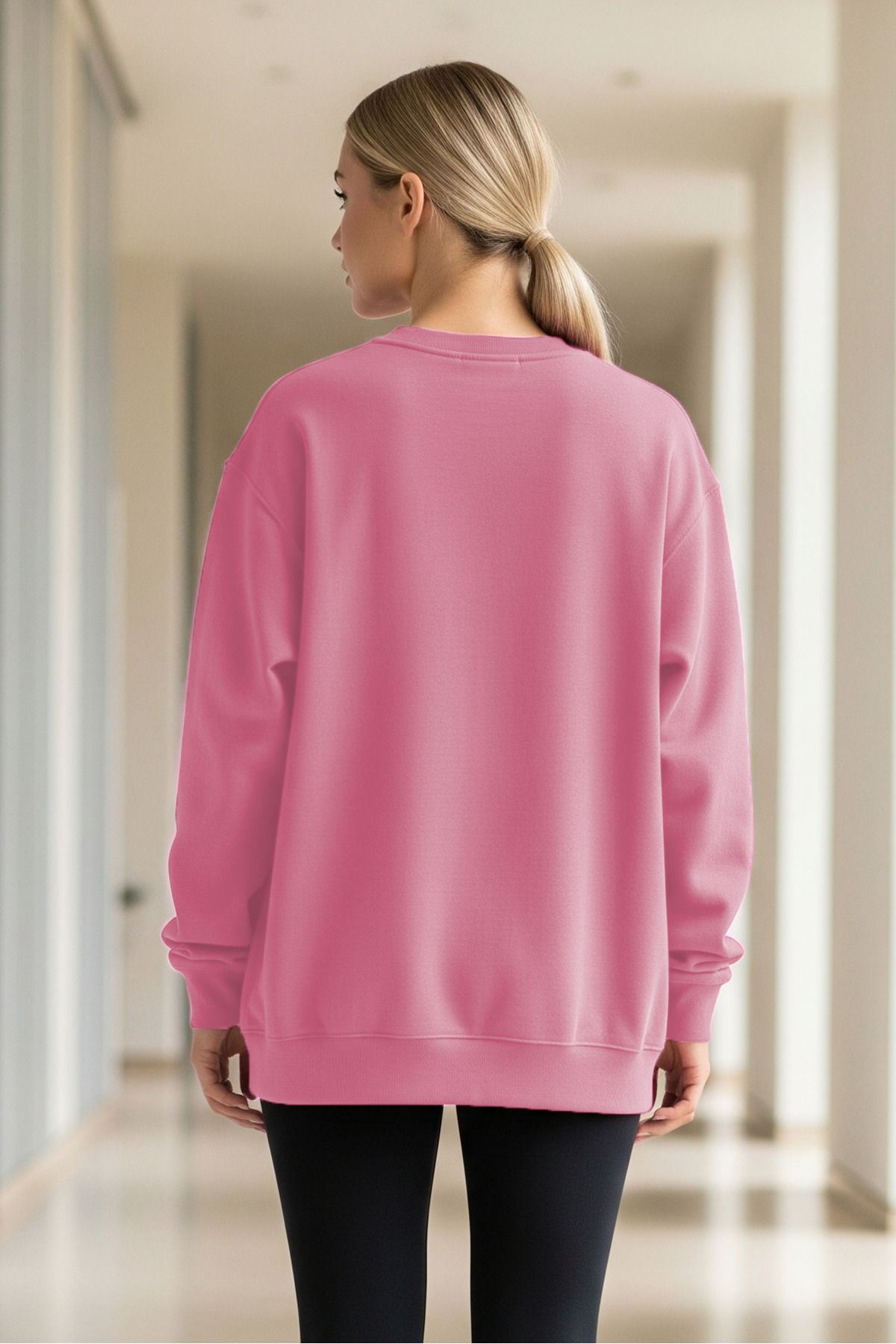 Kadın Oversize Kışlık Salaş Pembe Sweatshirt 5