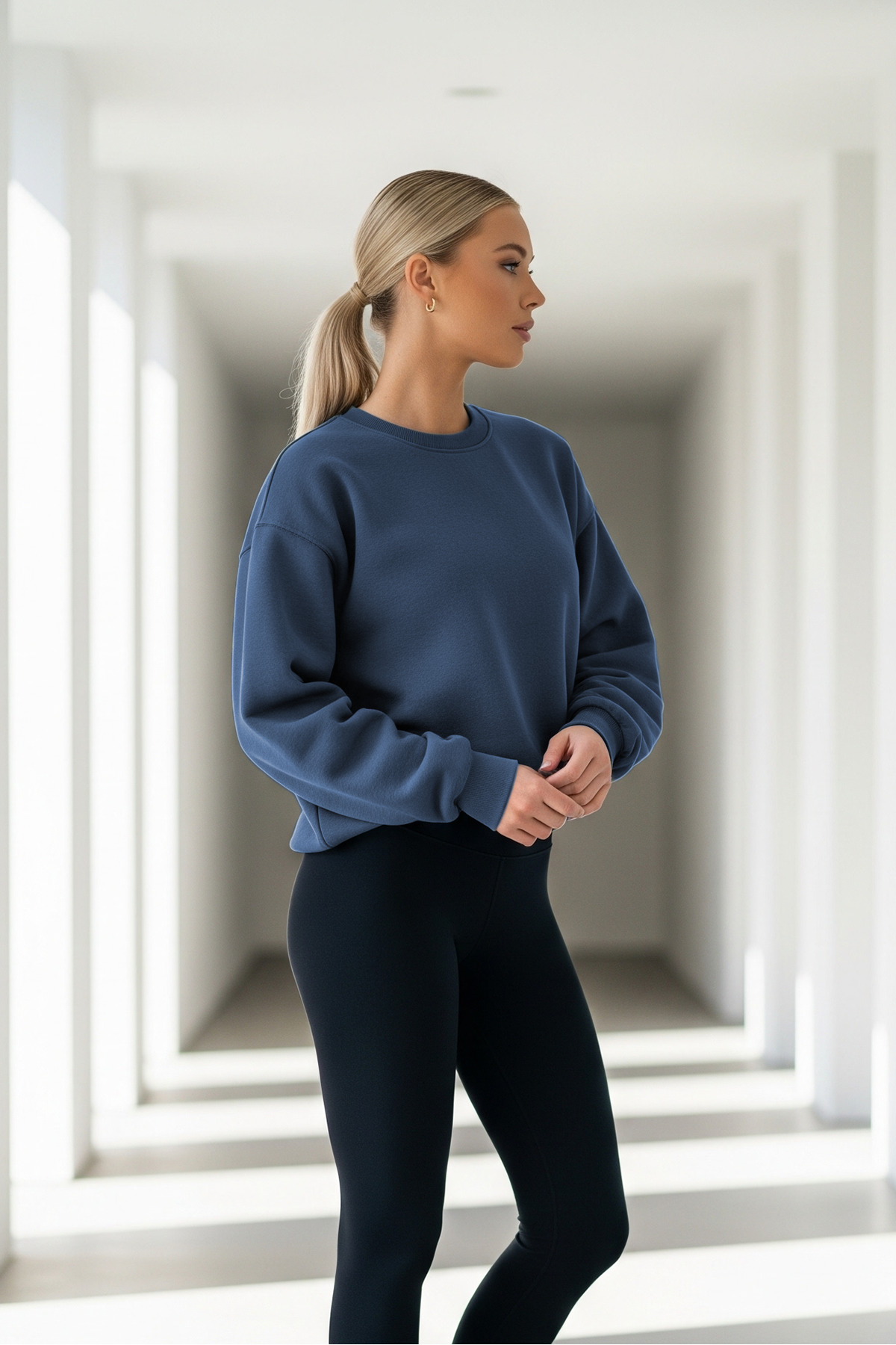 Kadın Oversize Kışlık Salaş Saks Sweatshirt 4