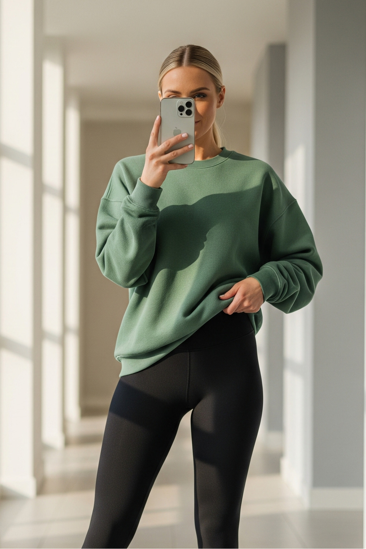 Kadın Oversize Kışlık Salaş YEŞİL Sweatshirt 3
