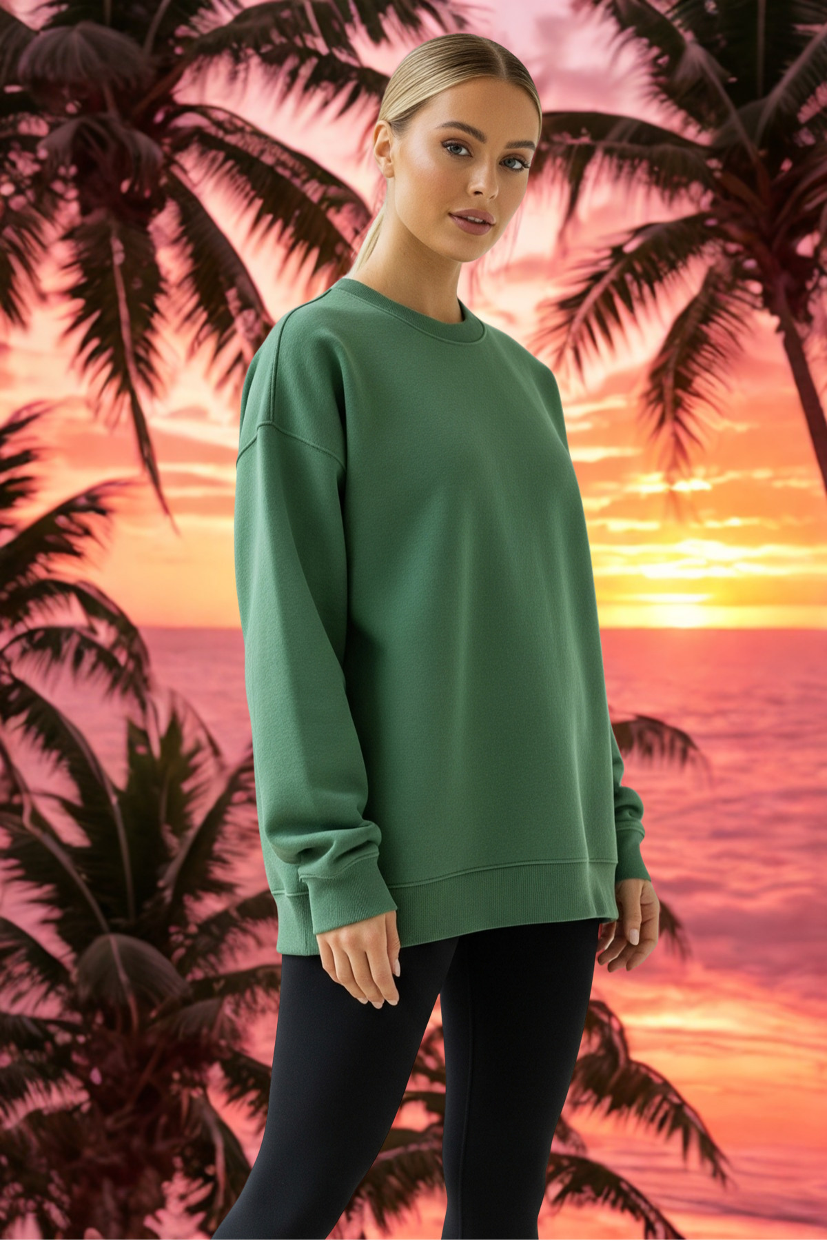 Kadın Oversize Kışlık Salaş YEŞİL Sweatshirt 6