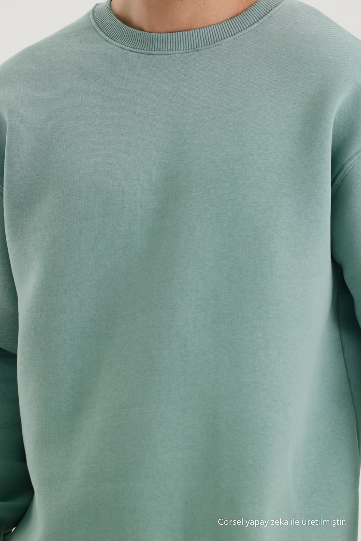 Erkek Bisiklet Yaka Salaş Çağla Sweatshirt 4