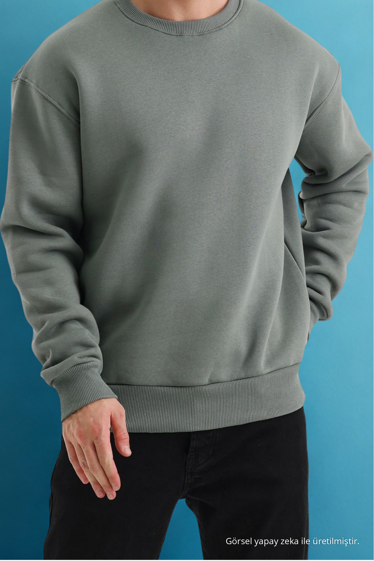 Erkek Bisiklet Yaka Salaş Küf Sweatshirt 6