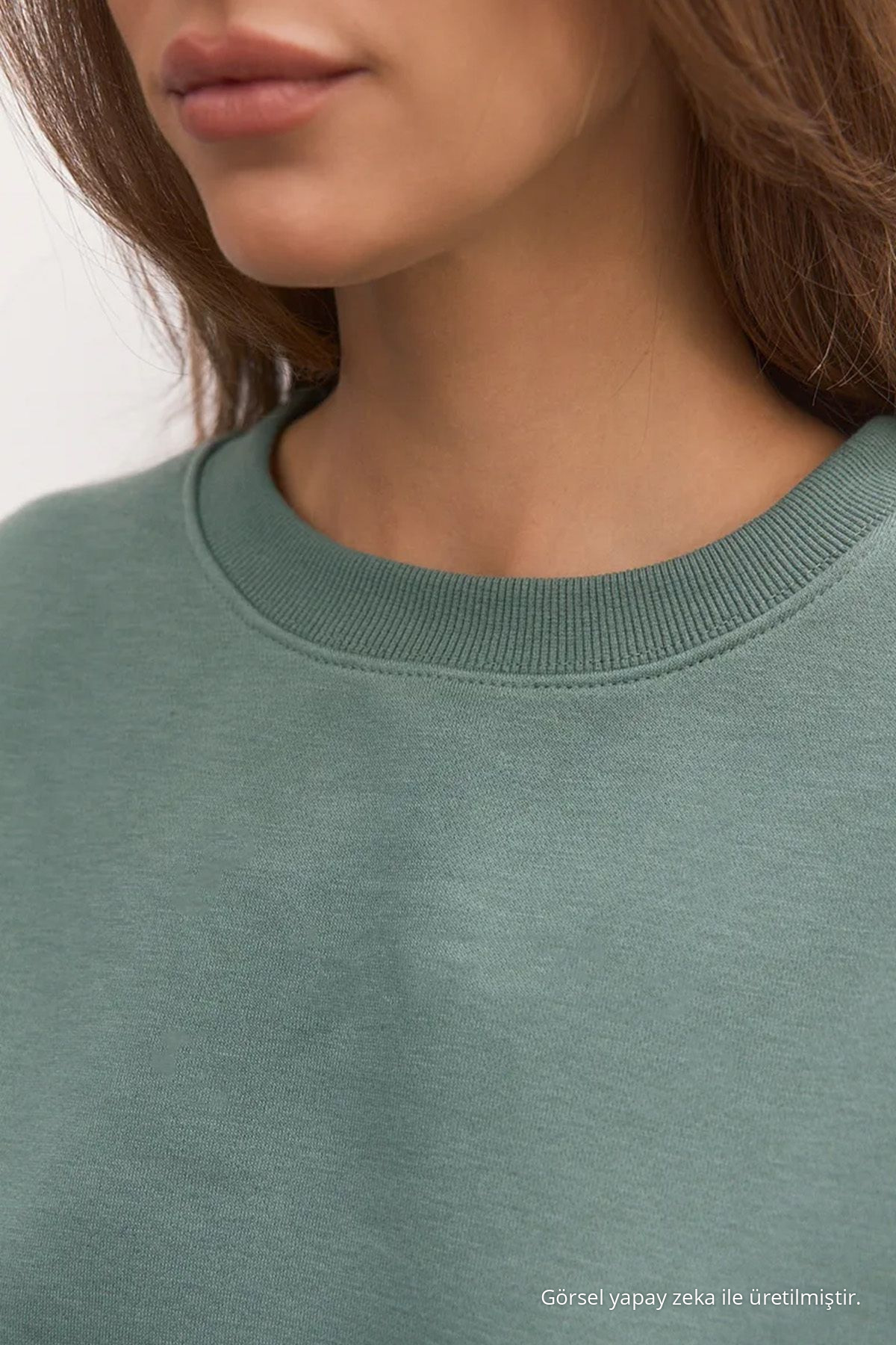 Kadın Basic Oversize Kışlık Çağla Sweatshirt 6
