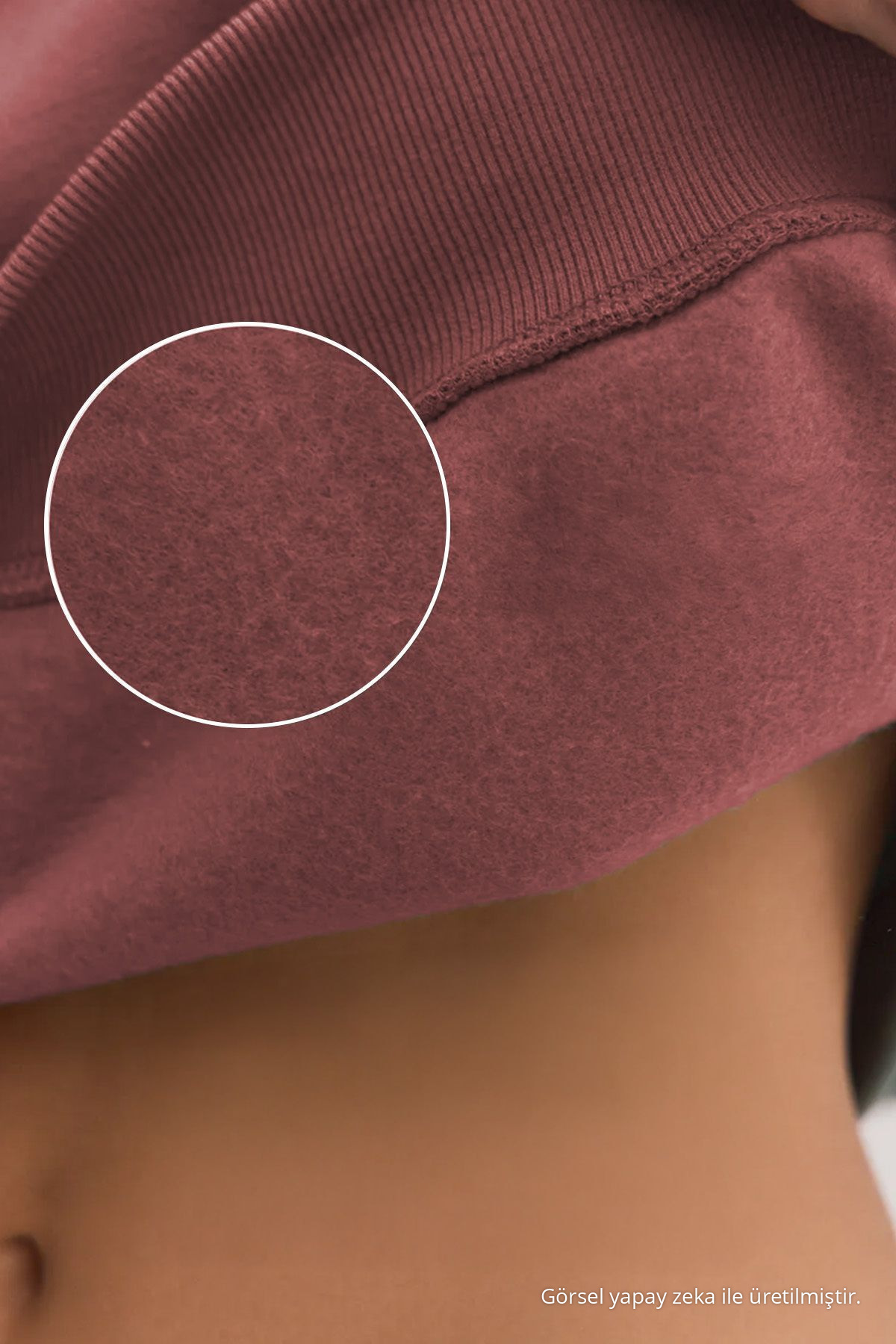 Kadın Basic Oversize Gül Kurusu Sweatshirt 4