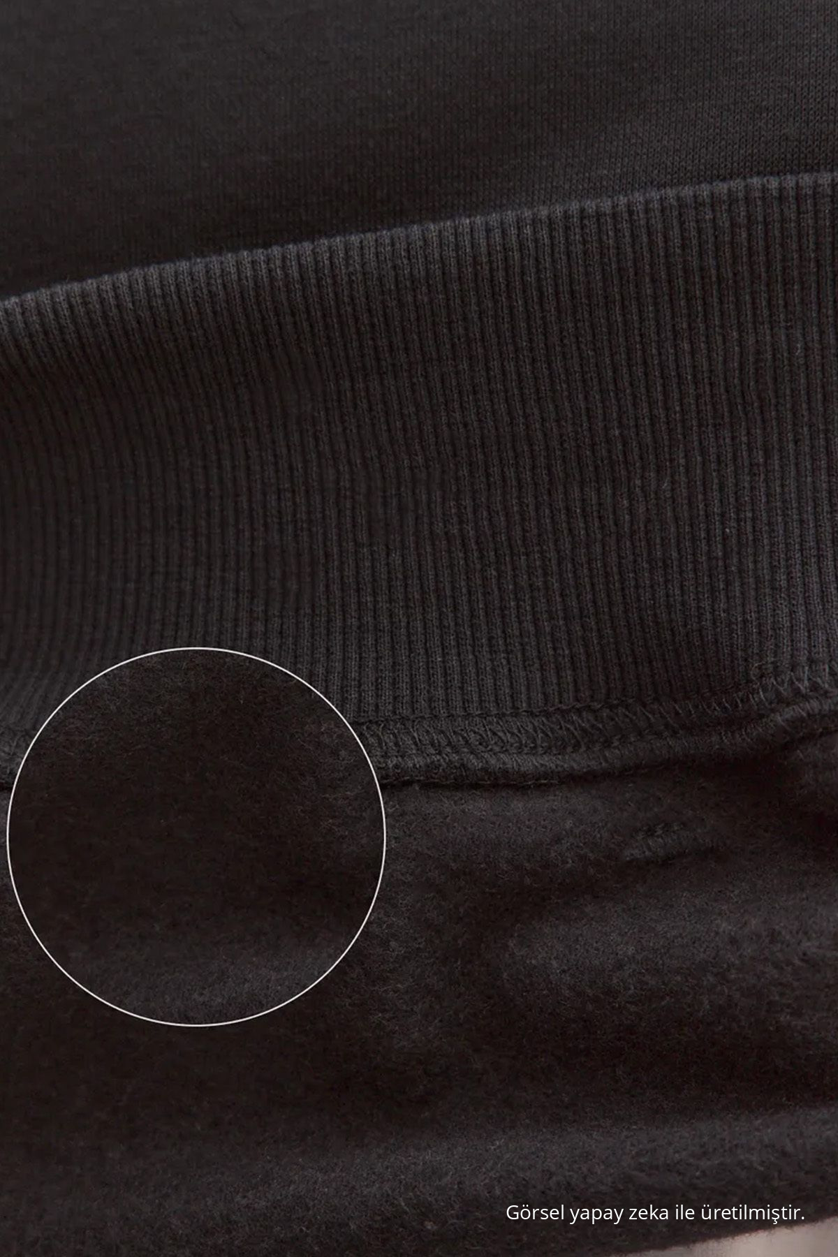 Kadın Basic Oversize Kışlık Siyah Sweatshirt 4