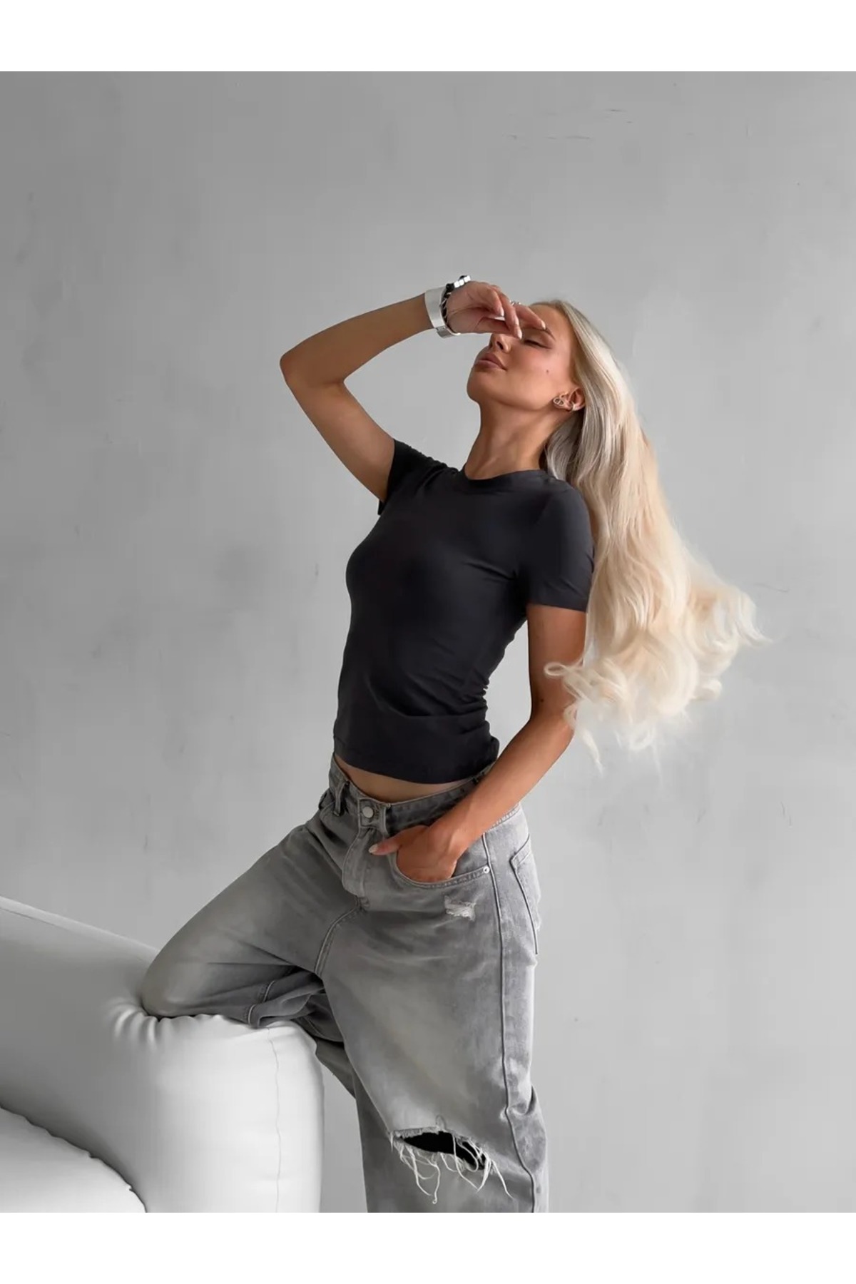 Kadın Body Yazlık Tişört Füme 4