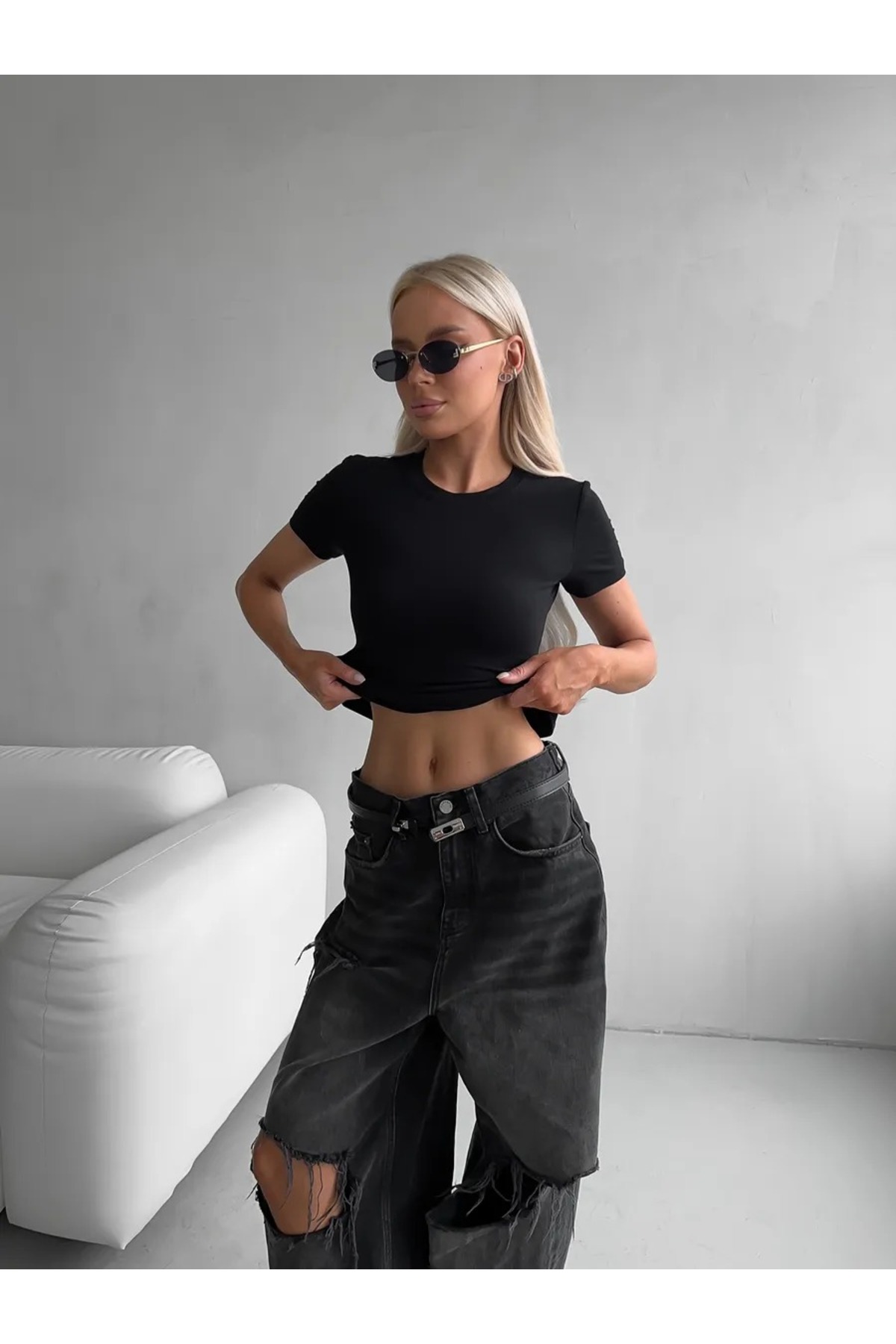 Kadın Body Yazlık Tişört Siyah 4