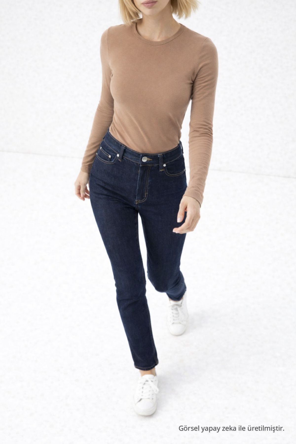 Kadın Premium Comfort Şık Kahve Basic Bluz 5
